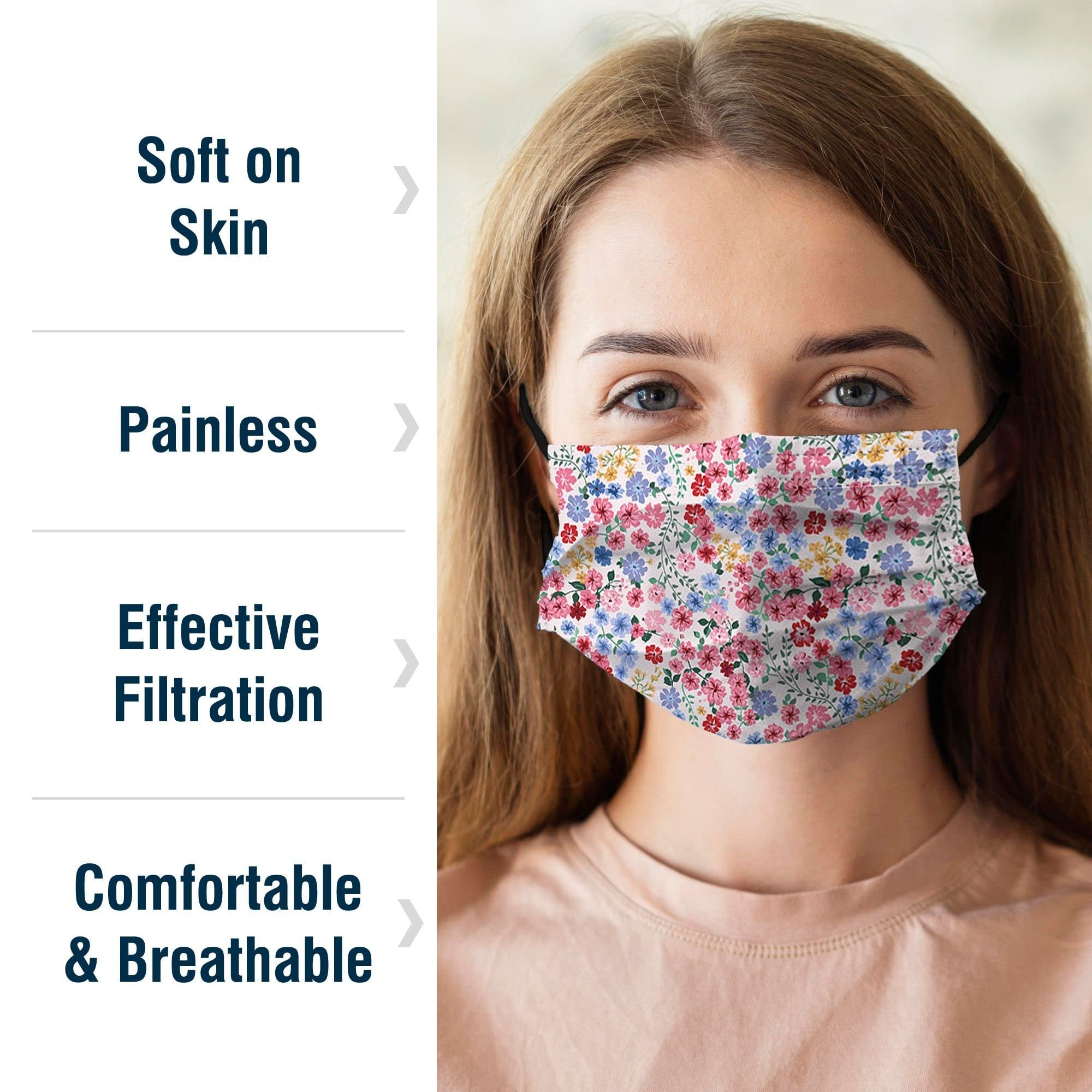 WECARE 50 Box, Individually-Wrapped Masks - Floral