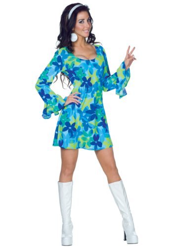 UNDERWRAPS womens Women's Retro Hippie - Wild Flower adult sized costumes, Blue/Green, Small US