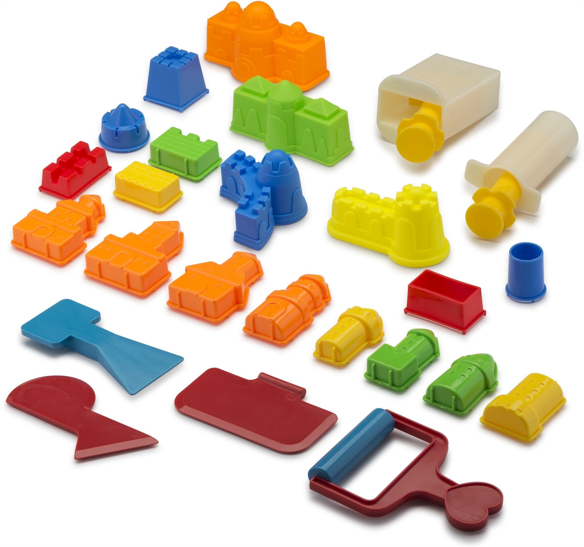 CoolSand Play Sand Molds and Tool Kit for Kids, 27 Pieces Including Castles, Bricks, and Wall Molds Kits - Works with All Play Sand, Sand Not Included