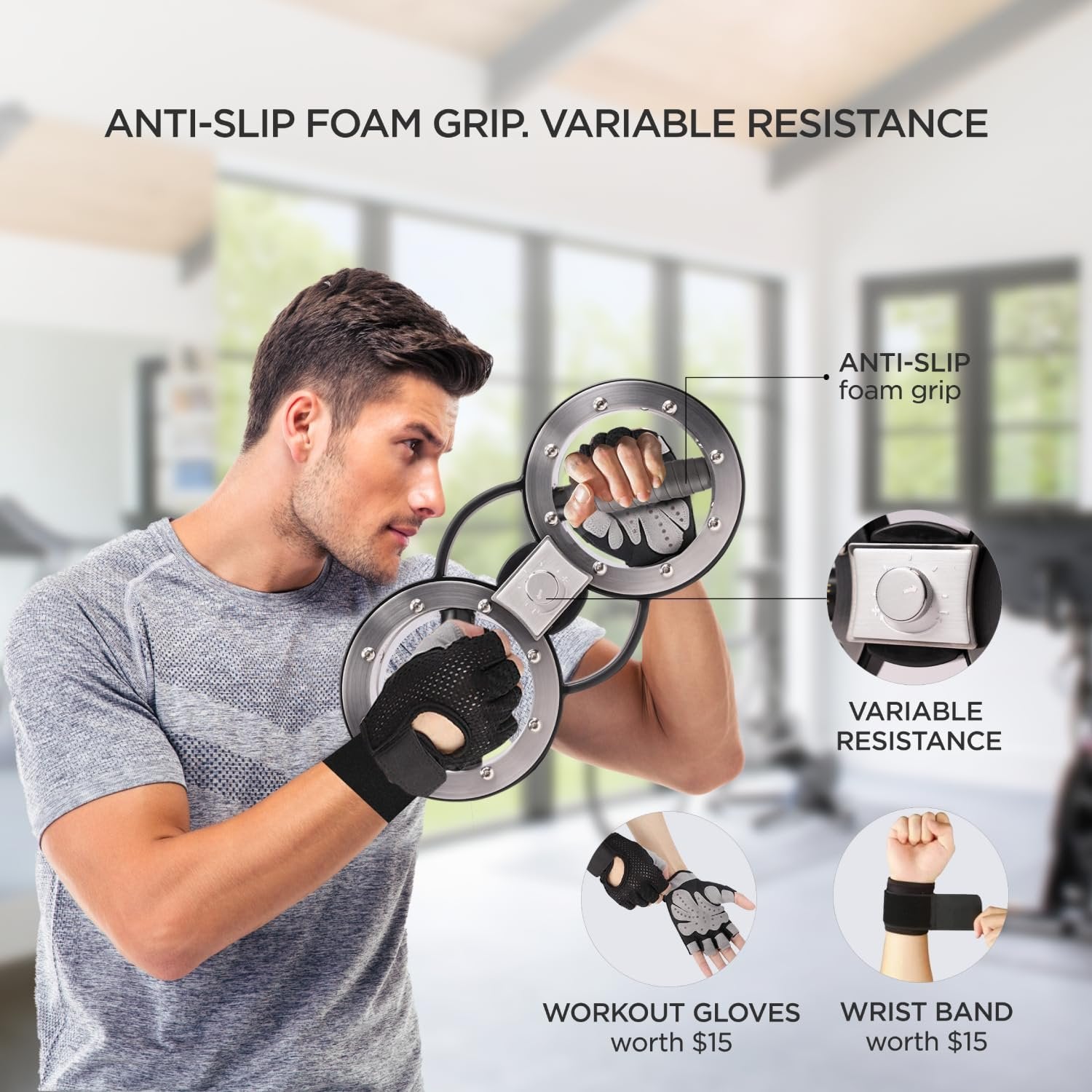 Burn Machine Spinning Burn Rotator Machine Hand and Forearm Trainer Shoulder Workout Equipment for Men Women to Do Exercise and Arm Training with Adjustable Resistance Gloves Wrist Bands 8/12 Pounds