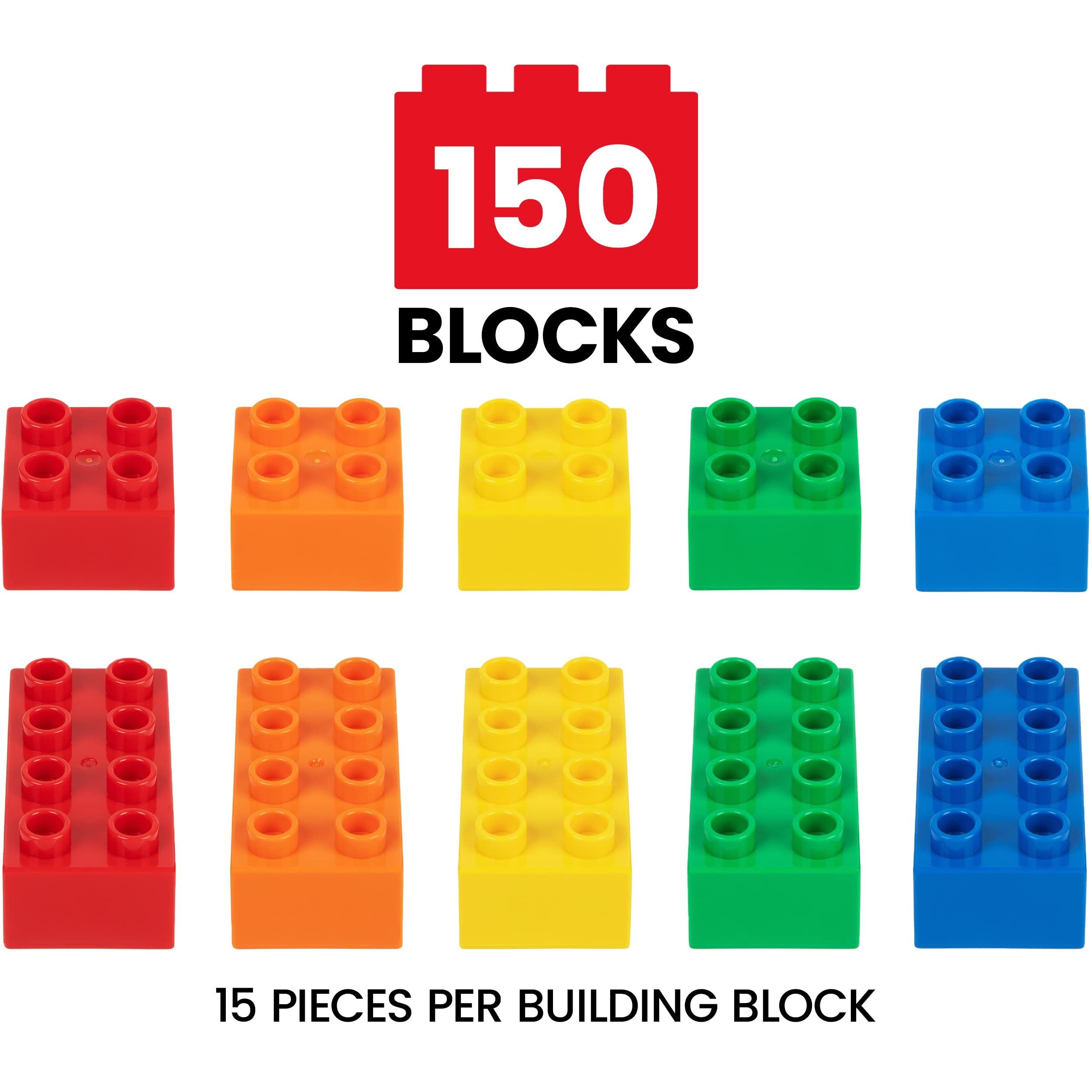 PREXTEX 150 Piece Classic Big Building Blocks, Large Toddler Blocks, Compatible with Most Major Brands, STEM Toy Building Blocks for Toddlers 1-3, Building Blocks for Toddlers 3-5, Kids Blocks