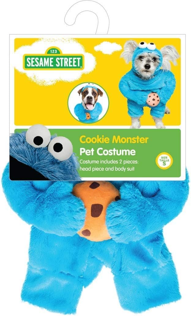 Pet Krewe Unleash The Parade Cookie Monster Dog Costume Sesame Street Pet Costumes for Small Dogs