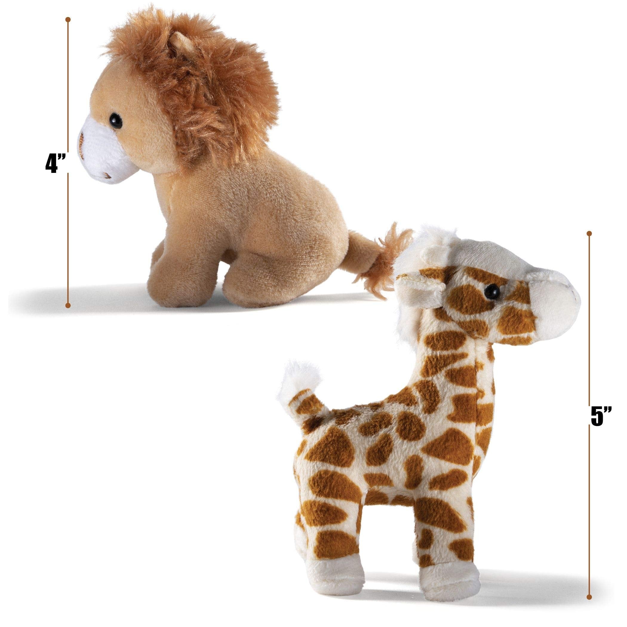 PREXTEX Safari Friends Stuffed Animal Gift Set - 5 Small Plush Stuffed Animals (Giraffe, Tiger, Lion, Polar Bear, Elephant) Zoo Animals - Machine Washable Stuffed Animals for Boys & Girls Ages 3-5+