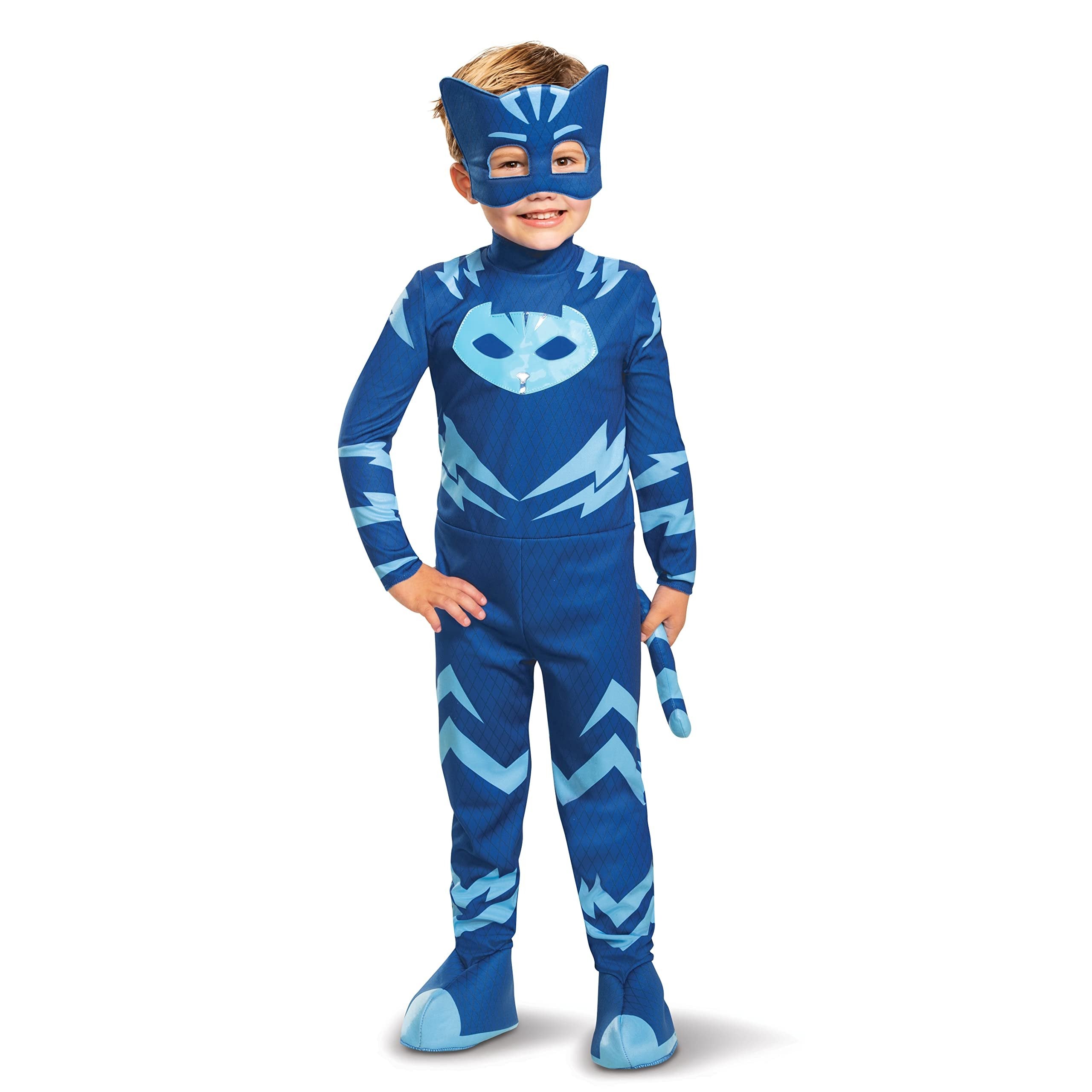 Disguise PJ Masks Catboy Costume, Deluxe Kids Light Up Jumpsuit Outfit and Character Mask, Toddler Size Small (2T) Blue