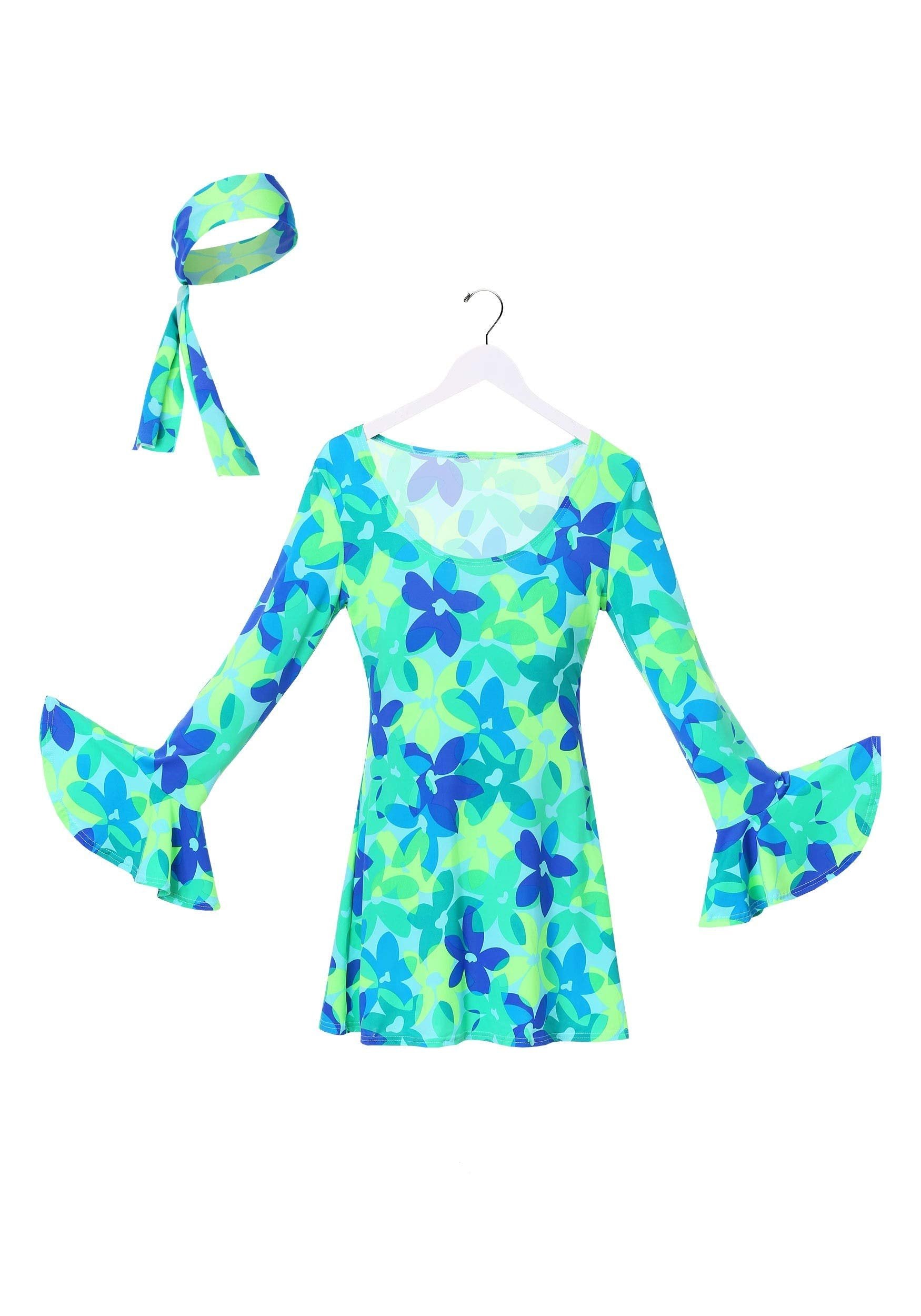 UNDERWRAPS womens Women's Retro Hippie - Wild Flower adult sized costumes, Blue/Green, Small US