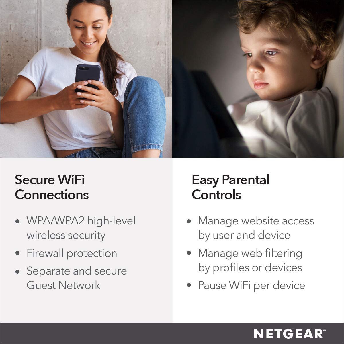 NETGEAR R6120-100NAR AC1200 Dual Band WiFi Router - Certified Refurbished