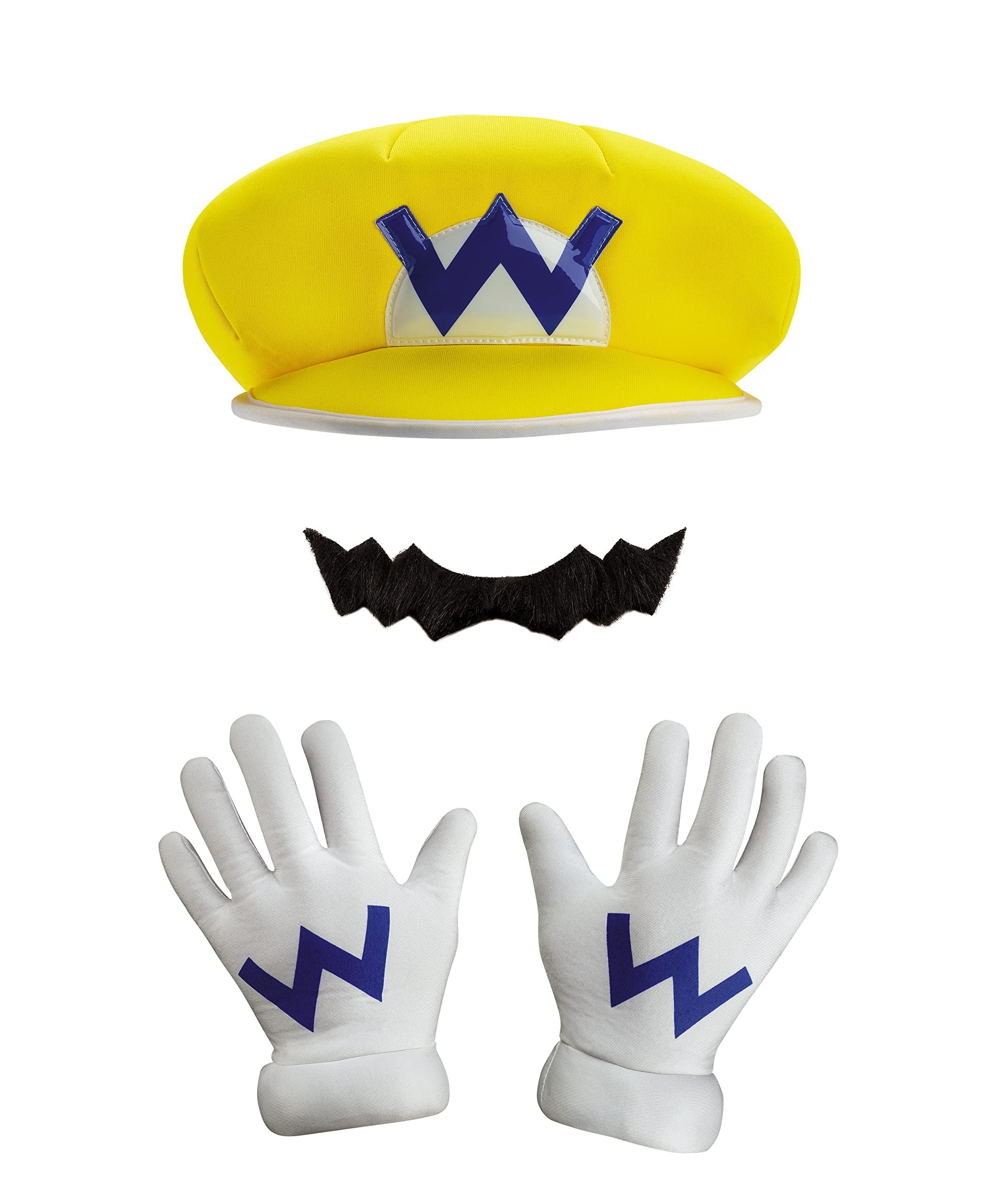 Disguise mens Warrio Kit for Adults, Official Super Mario Hat With Gloves and Mustache Costume Accessories, As Shown, One Size US