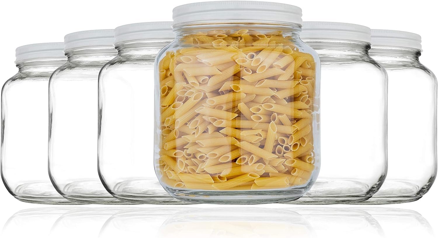 kitchentoolz 6 Pack-Half Gallon Glass Mason Jar Wide Mouth with Airtight Metal Lid -Fermenting Kombucha Kefir - Curing Pickling, Storing and Canning - BPA-Free Dishwasher Safe, Made in USA