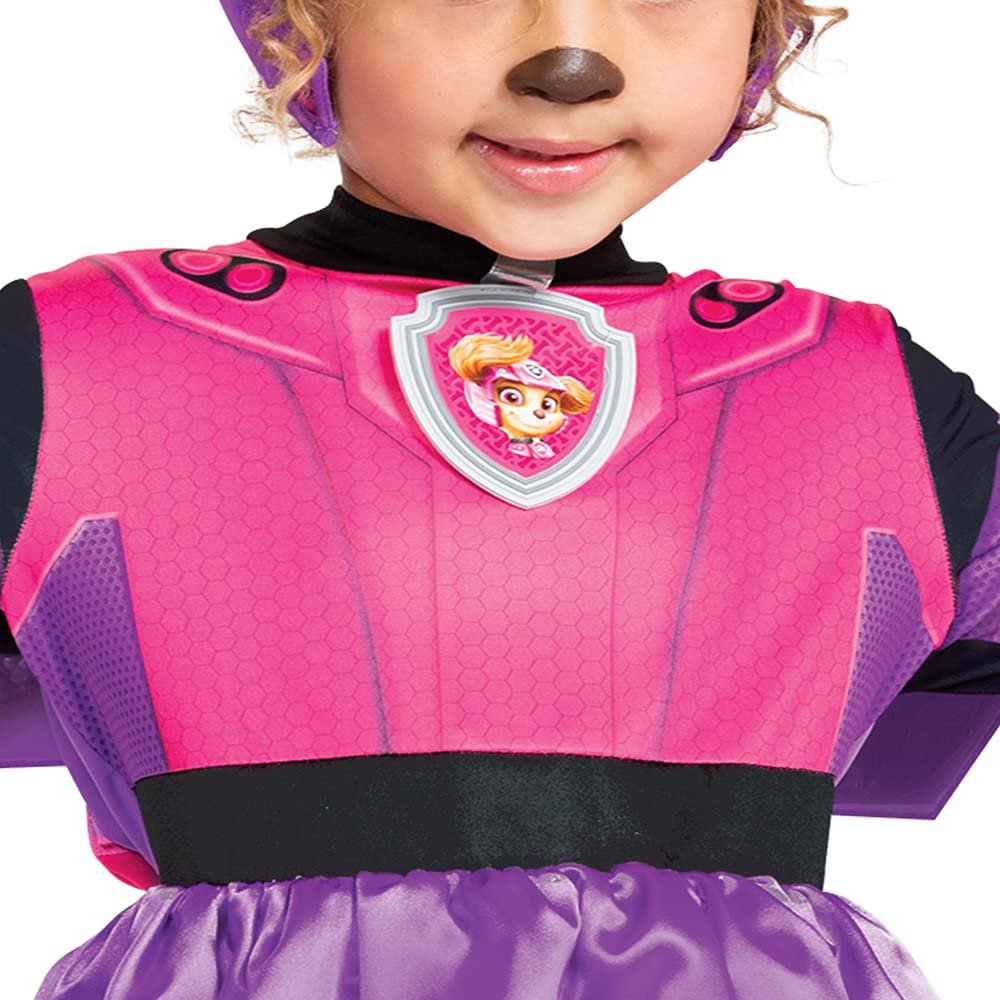Deluxe Paw Patrol Skye Costume Outfit with Badge, Multicolored, Toddler Large (4-6)