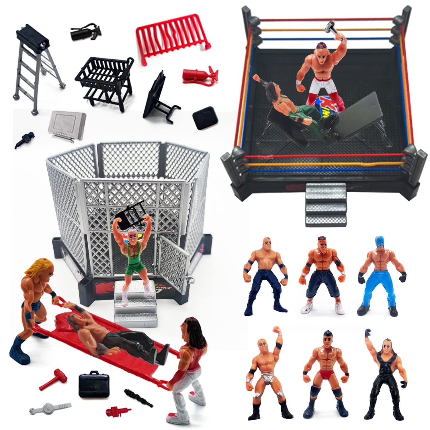 ToyVelt WWE Ring Playset with 32-Piece Wrestling Action Figures For Boys 8-12 Playset, Safe and Durable WWE Toys, Comes with Wrestling Ring, Realistic Action Figures