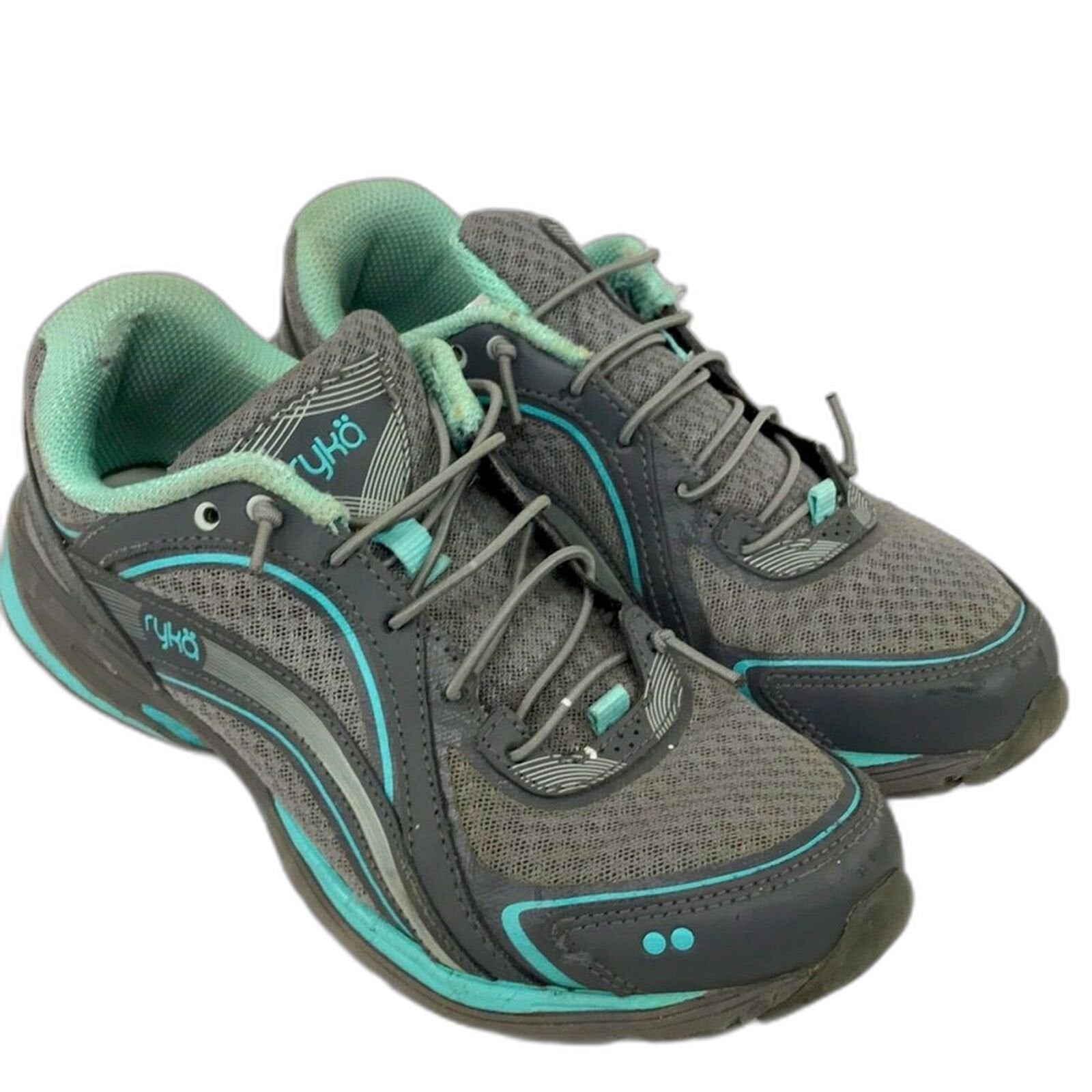 Ryka Womens Sky Walk Walking Shoe Frost Grey Aqua Sky Iron Grey 7.5 M US