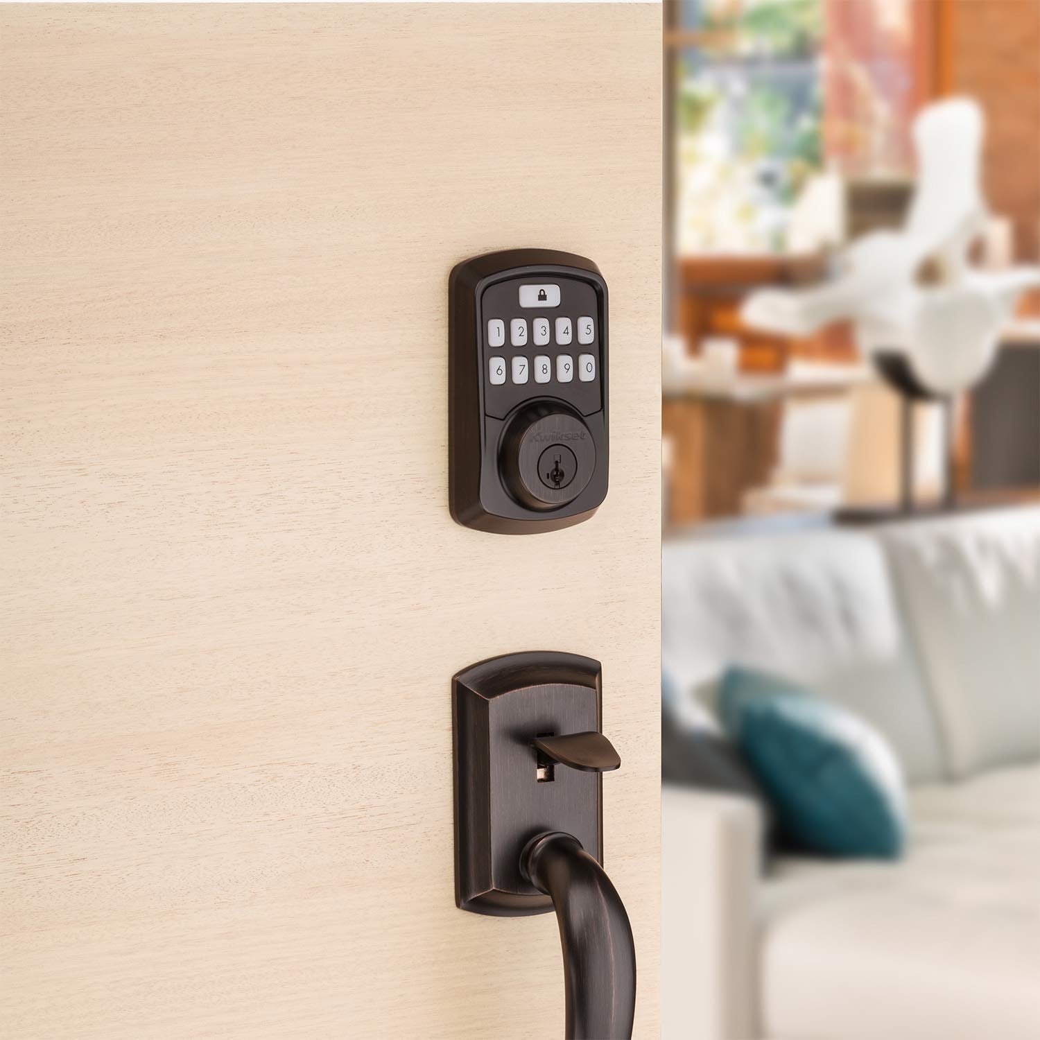 Kwikset 99420-002 Aura Bluetooth Programmable Keypad Door Lock Deadbolt Featuring SmartKey Security, Venetian Bronze