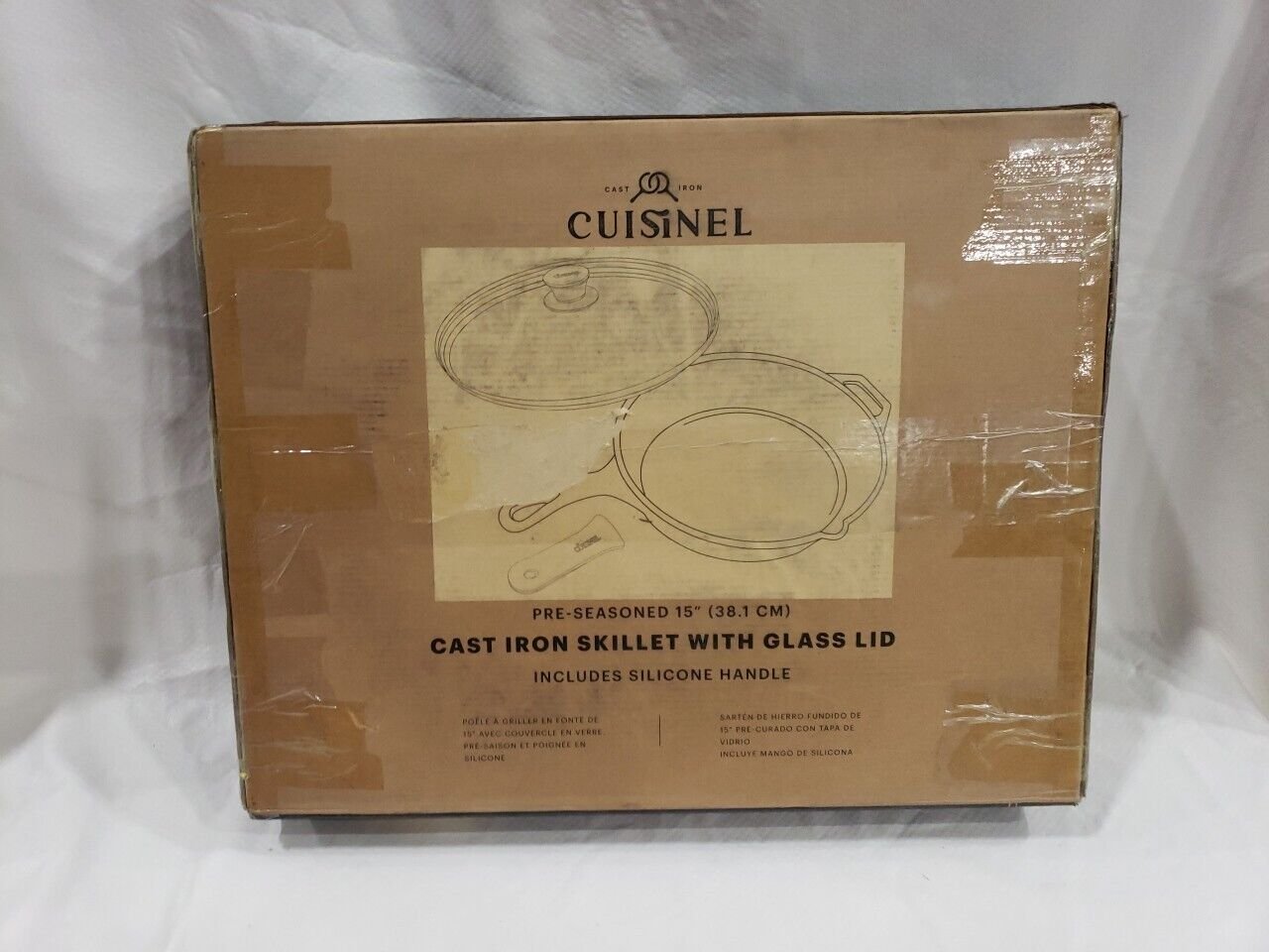 Cuisinel Pre Seasoned 15" Iron Skillet With Glass Lid.