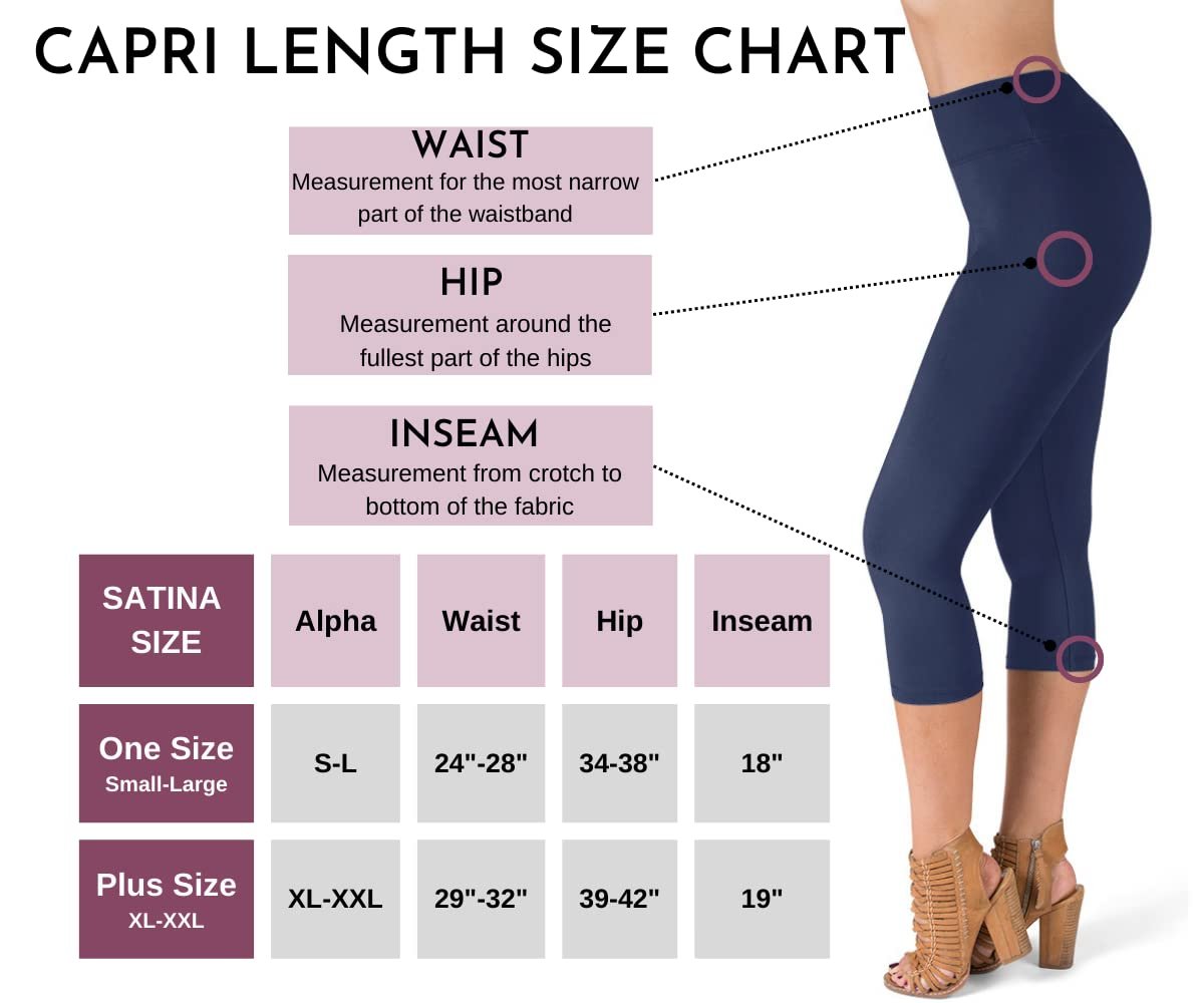 SATINA High Waisted Capri Leggings for Women - Capri Leggings for Women - High Waist for Tummy Control - Navy Capri Leggings for |3 Inch Waistband (Plus Size, Navy)