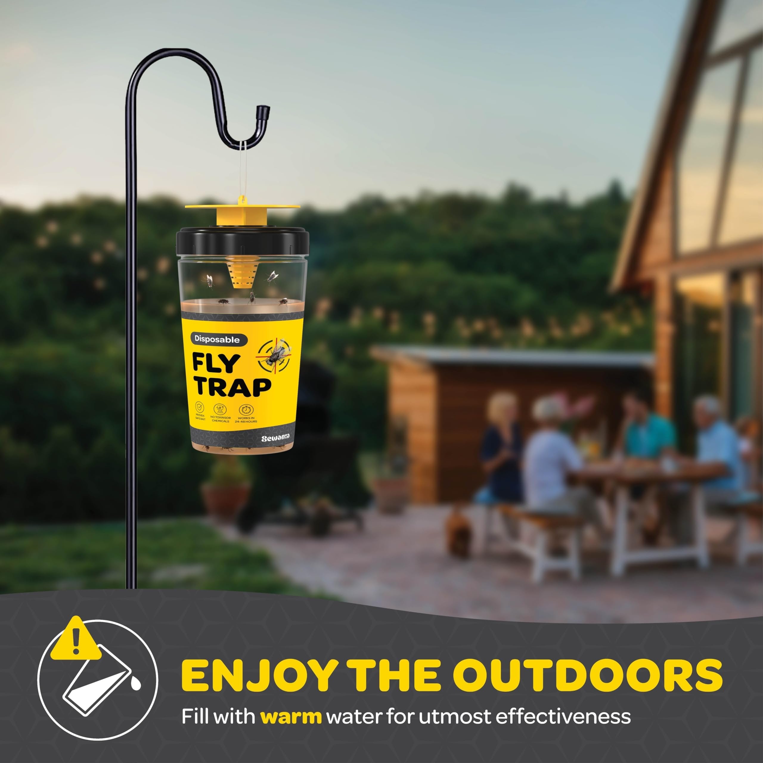 Outdoor Fly Trap [Set of 3] Fly Traps Outdoor with Dissolvable Non-Toxic Bait - Fly Repellent for Outdoor Use Only - Controls Flies for Patios, Barns, Ranches Etc. Hanging Fly Traps with Tie Included