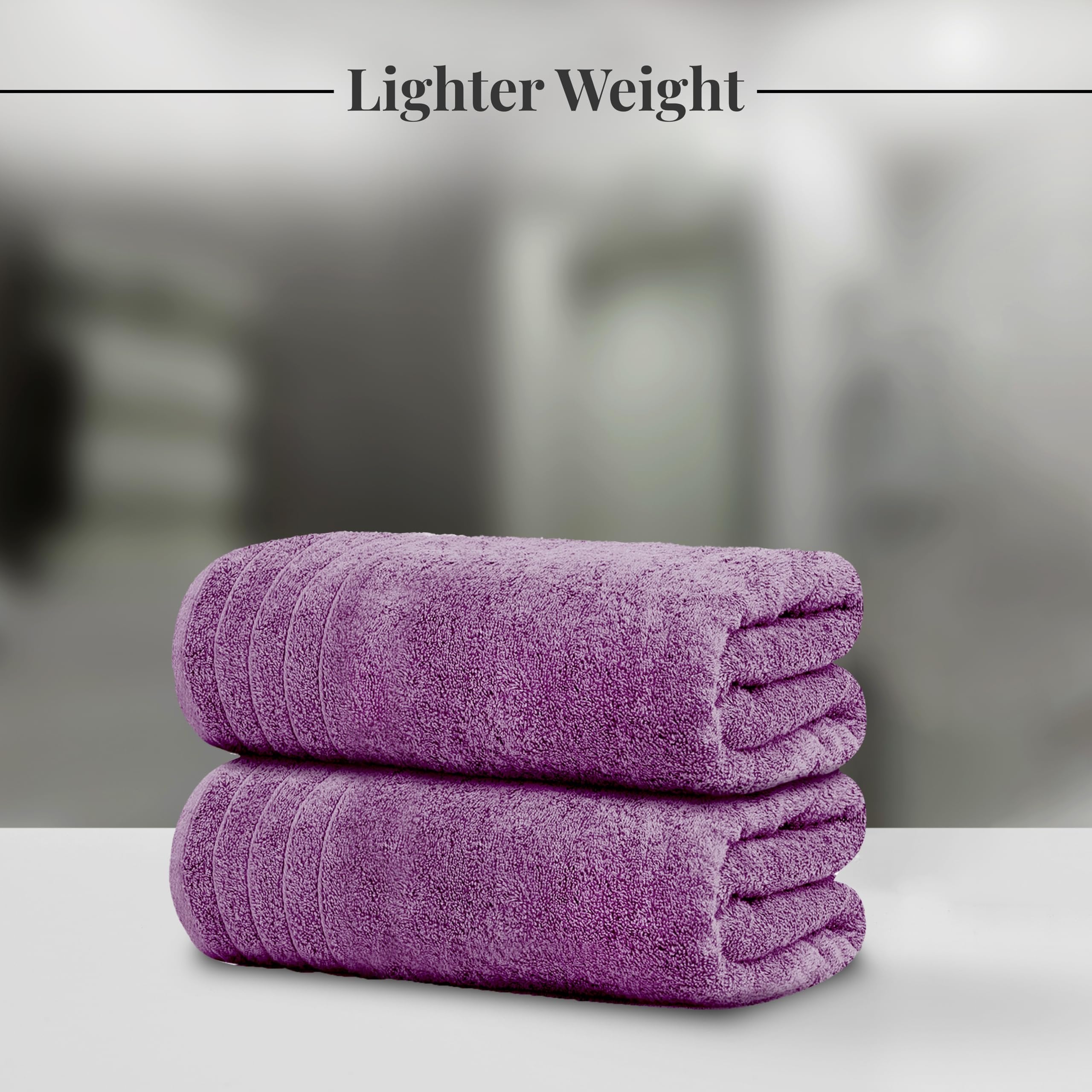 Tens Towels Large Bath Towels, 100% Cotton, 30 x 60 Inches Extra Large Bath Towels, Lighter Weight, Quicker to Dry, Super Absorbent, Perfect Bathroom Towels (Pack of 4, Plum)