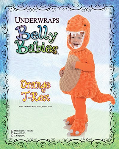 Underwraps Toddler's T-Rex Belly Babies Costume, Orange, Large (2-4T)