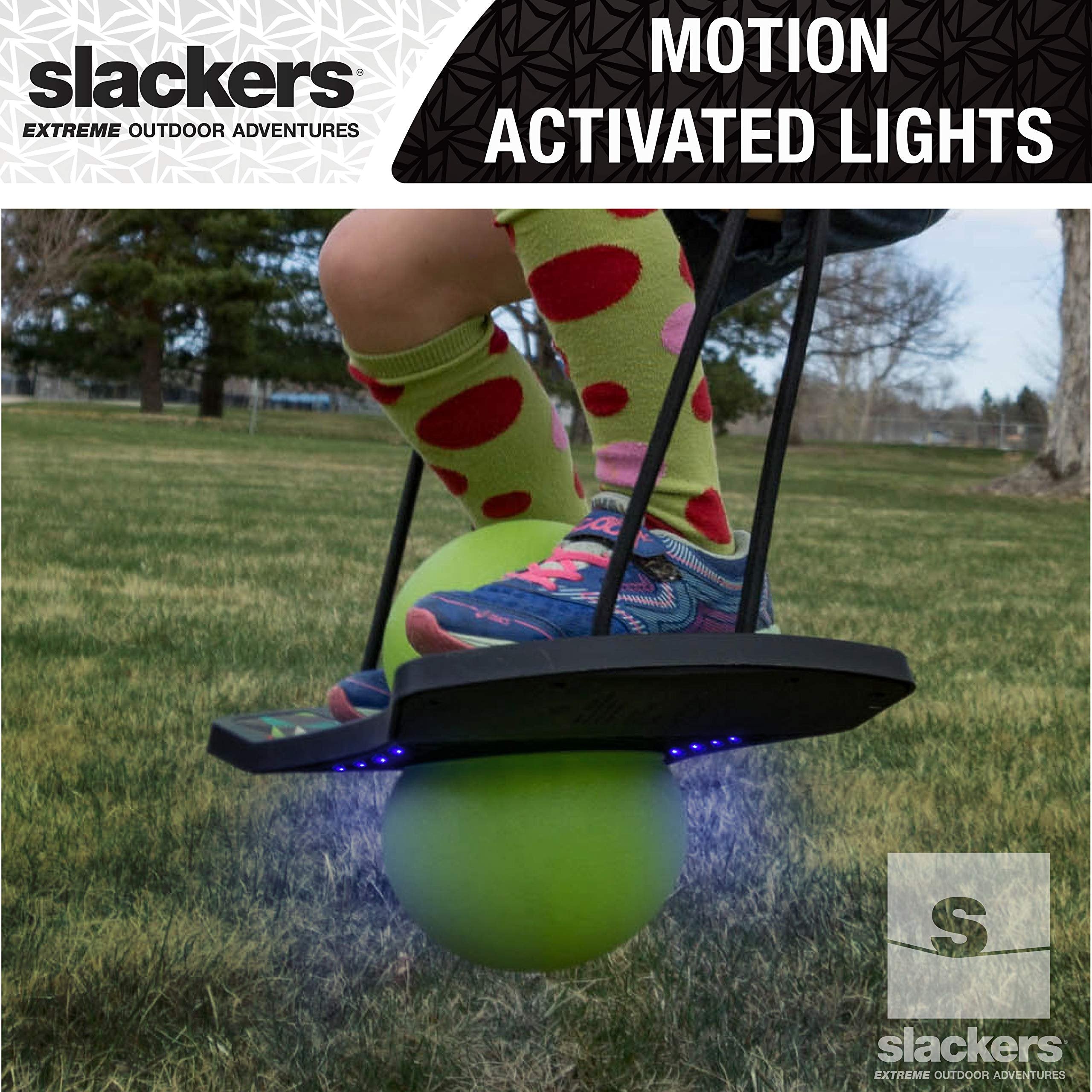 slackers LED Sky Board - Fun Pogo Jumper Board with Motion Activated LED Lights - Built In Side Grip Handles for Added Tricks and Fun - Great at Building Balance and Agility while Playing