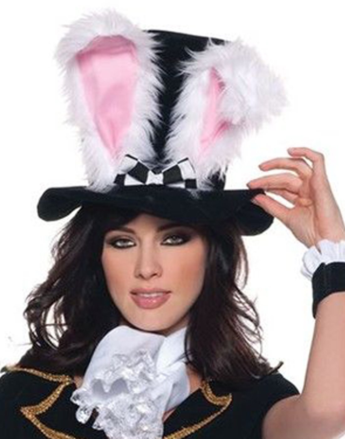 Women's Sexy Mad Hatter Costume - Totally Mad, Black/White, Medium