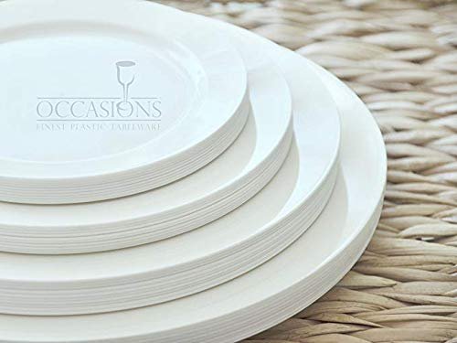 OCCASIONS  40 Plates Pack, Heavyweight Disposable Wedding Party Plastic Plates (7.5'' Appetizer/Dessert Plate, Plain White)