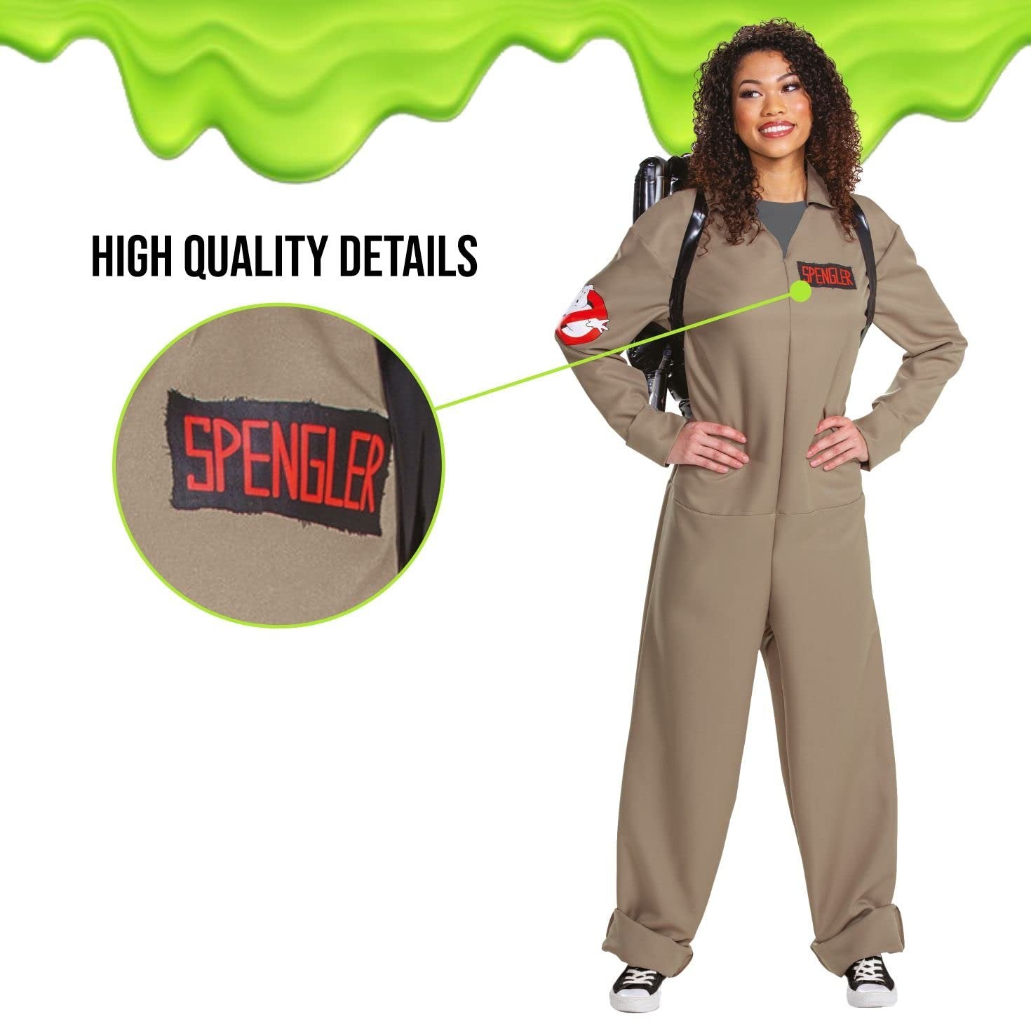 Disguise Adults, Official Ghostbusters Afterlife Movie Costume Jumpsuit with Inflatable Proton Pack, Multicolored, Large (42-46)