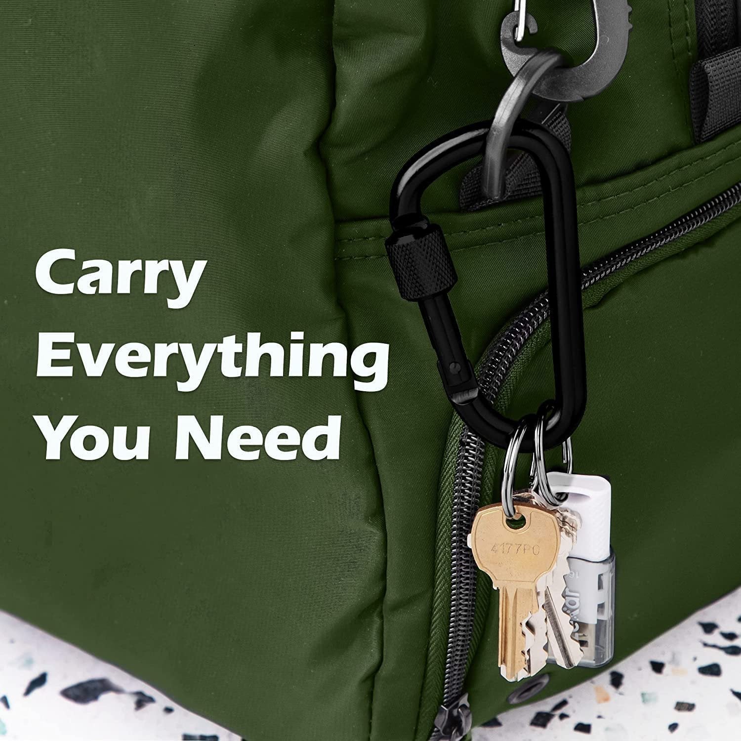 Gold Lion Gear Aluminum Carabiner with Lock 3" - Carabiners - D Shape Heavy Duty Buckle - Locking Carabiner Clip - Key Ring - Backpack Clip - D Clips - Key Holder for Belt - Key Clip - Back Pack Clips