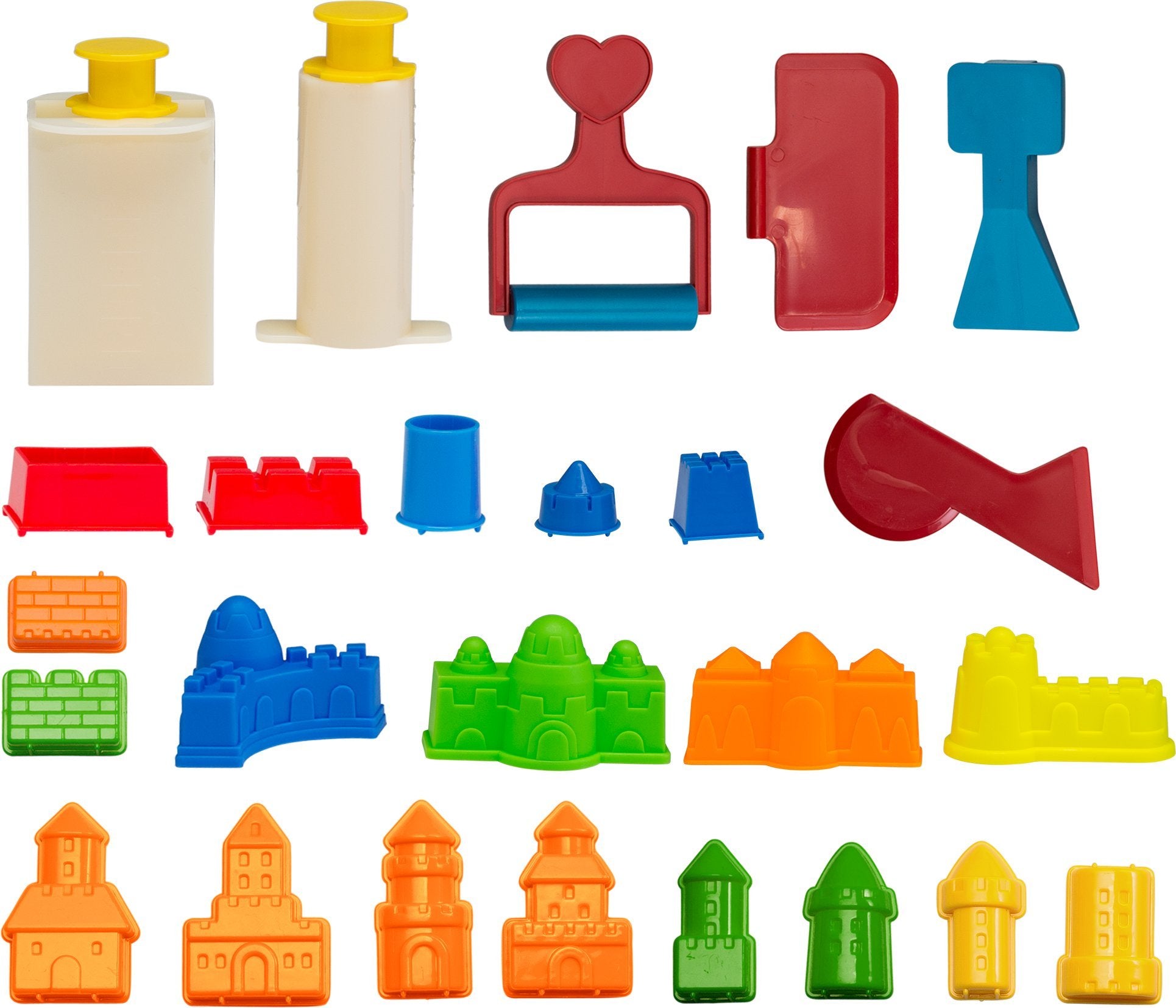 CoolSand Play Sand Molds and Tool Kit for Kids, 27 Pieces Including Castles, Bricks, and Wall Molds Kits - Works with All Play Sand, Sand Not Included