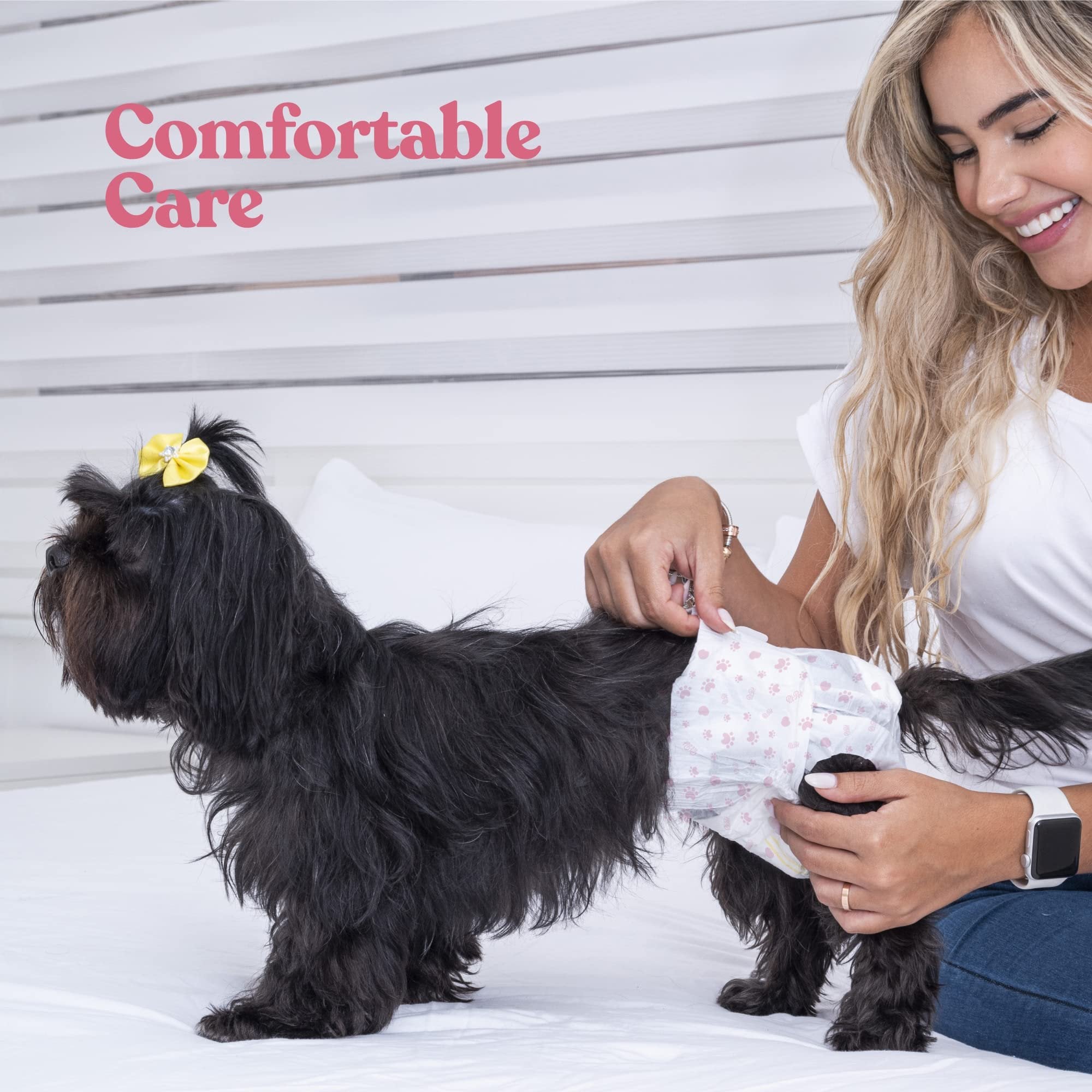 Comfortable Female Dog Diapers - 30-Pack Super Absorbent Disposable Doggie Diapers - FlashDry Gel Technology & Wetness Indicator - Leakproof Diapers for Dogs in Heat, Excitable Urination, Incontinence