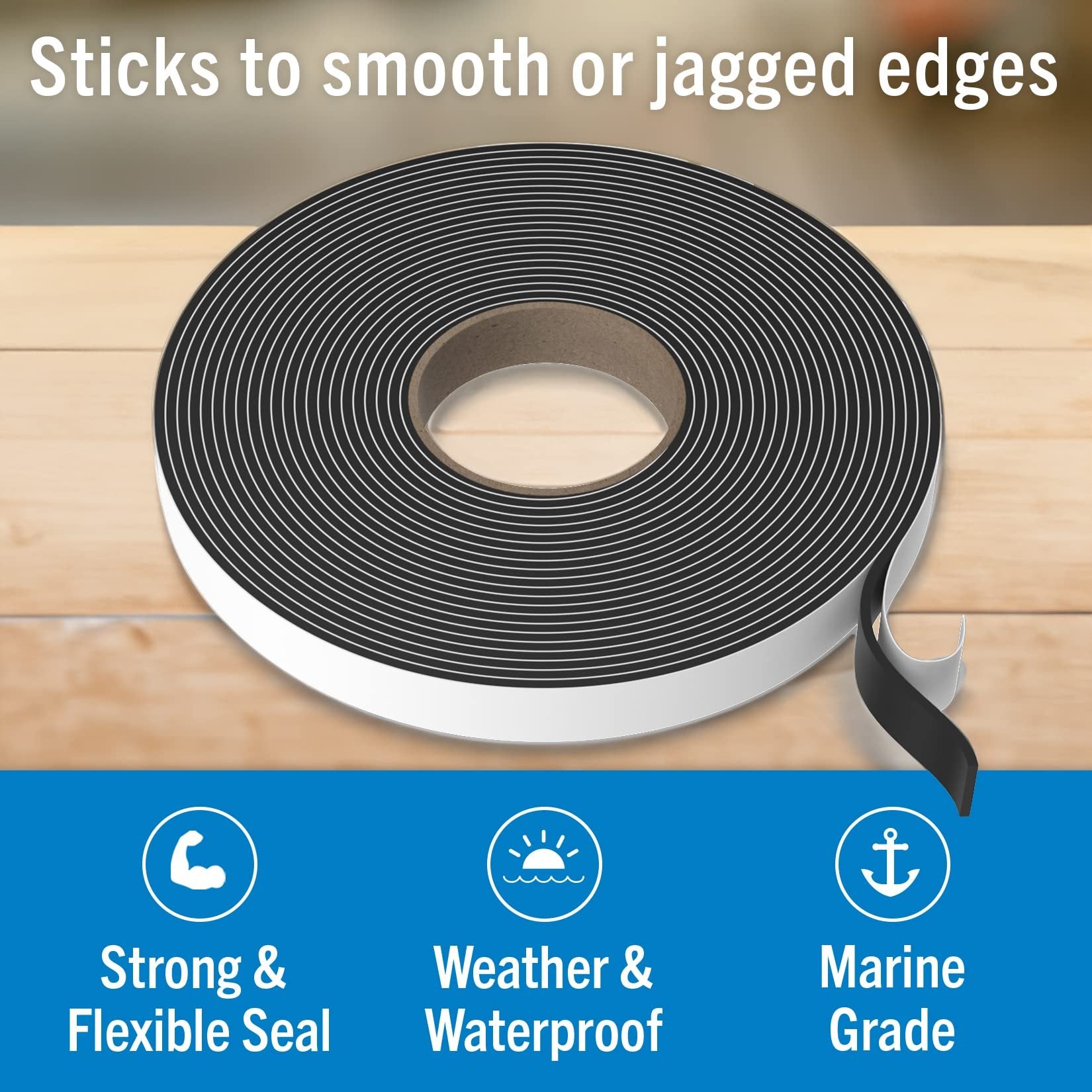 Butyl Tape RV and Marine Boat Windows and Sealing Black Double Sided Putty Tape RV Window Seal Kit Butyl Sealant Tape Outdoor Waterproof Rubber Caulking Tape 1/8 x 3/4 x 36 FT Black