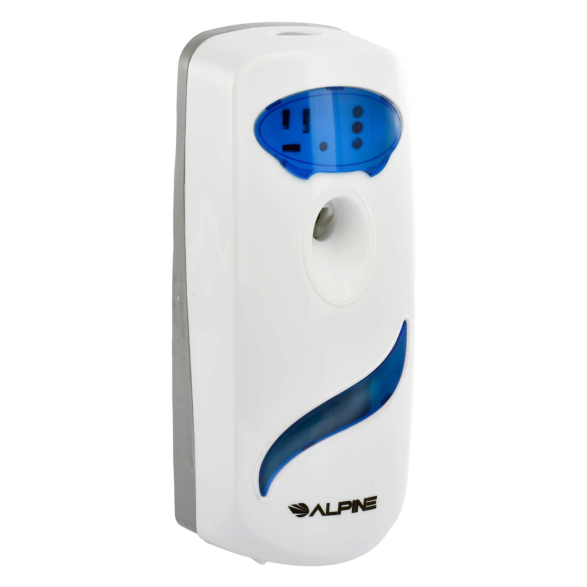 Alpine Industries Metered Aerosol Air Freshener Dispenser - Automatic Adjustable Fragrance Mister - Wall Mounted Timed Scent Sprayer - Clean and Fresh Scent (Blue and White)