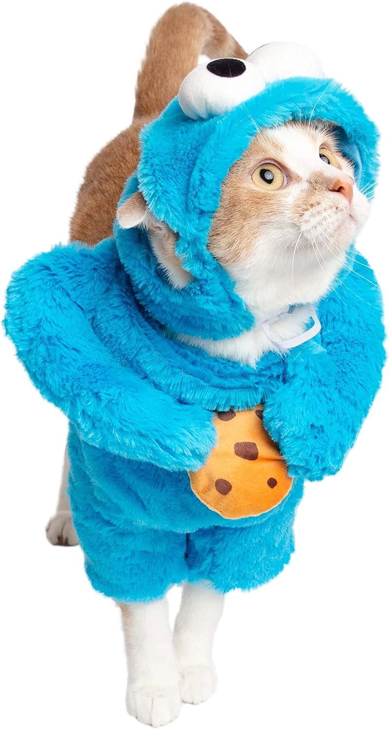 Pet Krewe Unleash The Parade Cookie Monster Dog Costume Sesame Street Pet Costumes for Small Dogs