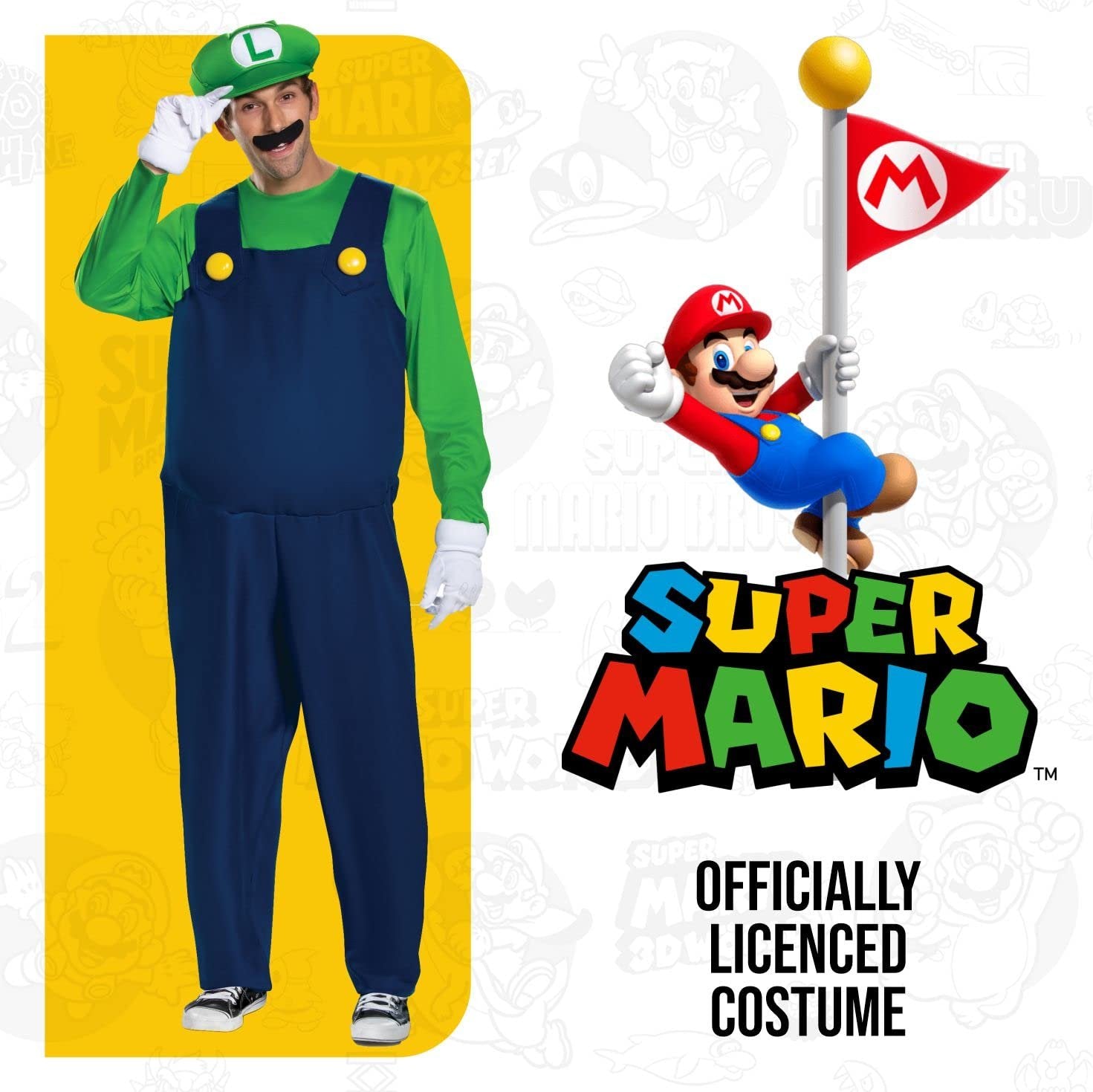 Disguise Men's Luigi Deluxe Adult Costume, Green, M (38-40)