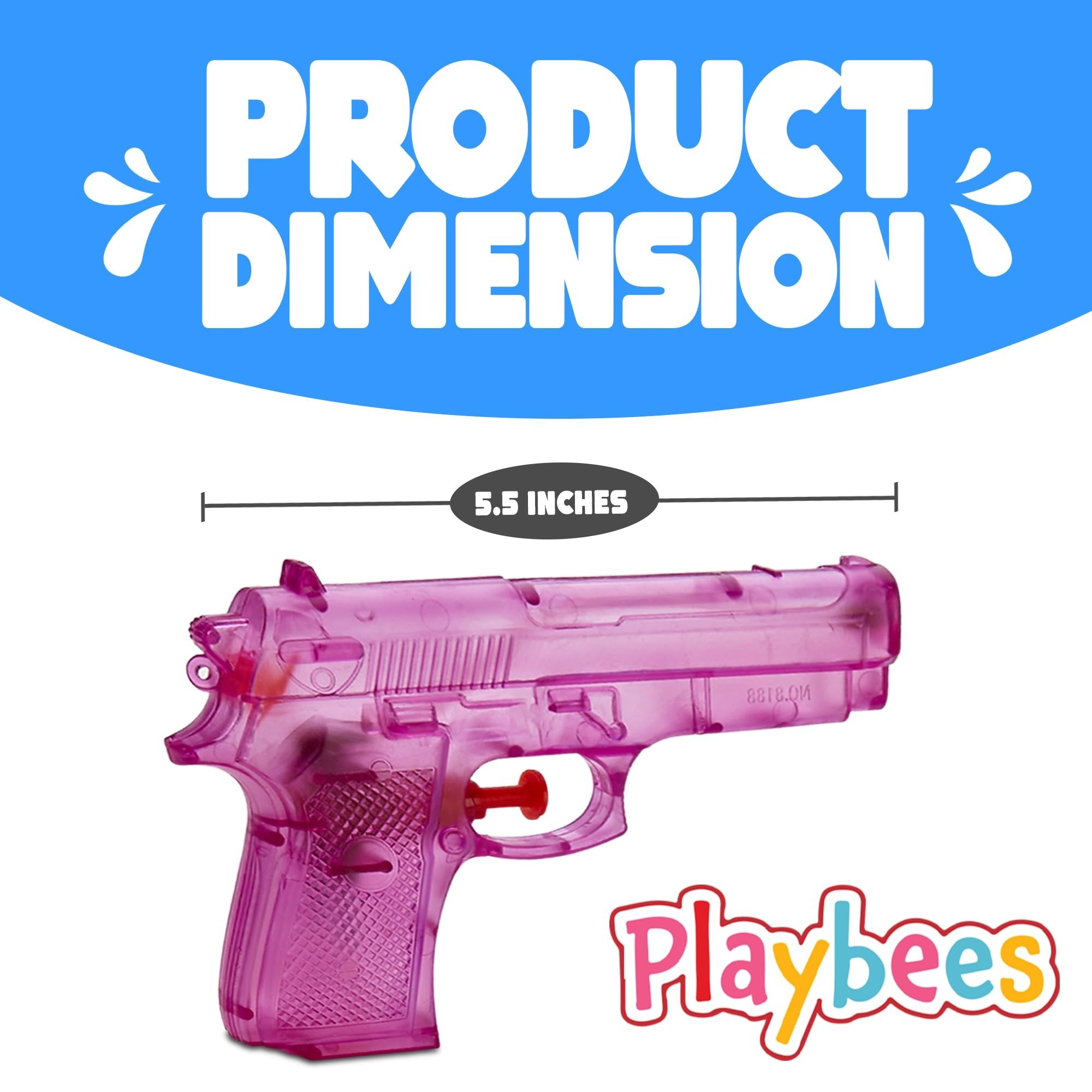 Playbees Water Blasters - 6 Inch - Assorted Colors - Soaker Squirt Summer Shooter Toys for Swimming Pool, Beach, Water Fighting Toy, Pool Party Beach Games for Boys, Girls, Adults - 12 Pack
