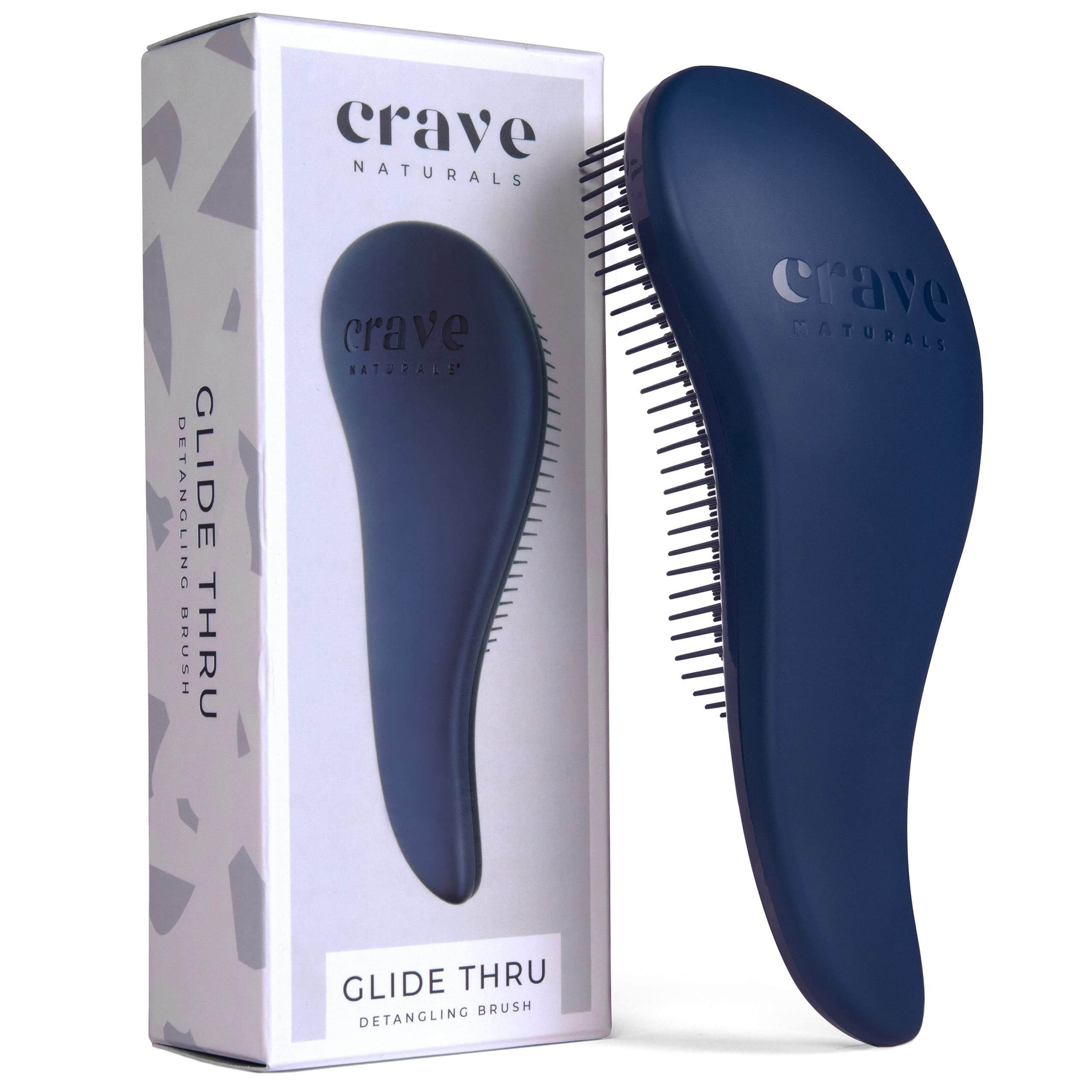 Crave Naturals Glide Thru Detangling Brush for Adults & Kids Hair - Detangler Brush for Natural, Curly, Straight, Wet or Dry Hair - Hairbrush for Men & Women, Little Girl Hair Accessories, 1pk, Blue