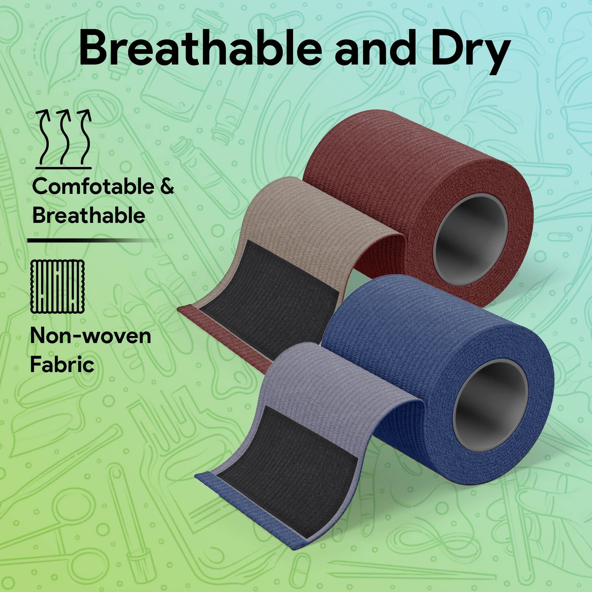 Elastic Bandage Wrap for Wounds, Self-Closure - 3" x 180" Compression Bandage Medical Wrap - (2) Breathable & Moisture Resistant Elastic Wrap Bandages for Foot, Leg, Arm, & Body Sprains