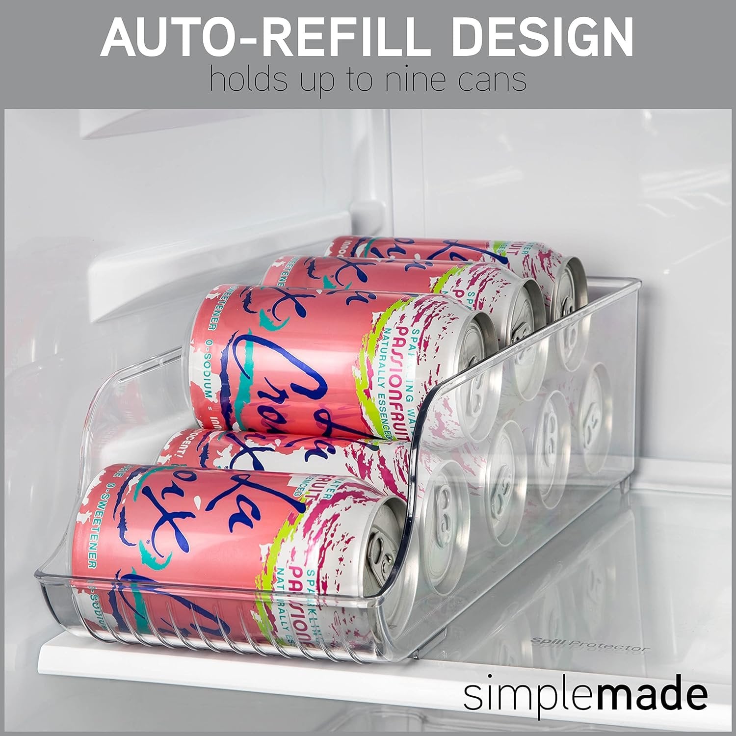 SIMPLEMADE Drink Container for Refrigerator, Can Dispenser Rack, Clear Pop Holder for Refrigerator and Freezer, Multipurpose Pop Can Organizer for Kitchen, Office, Bathroom