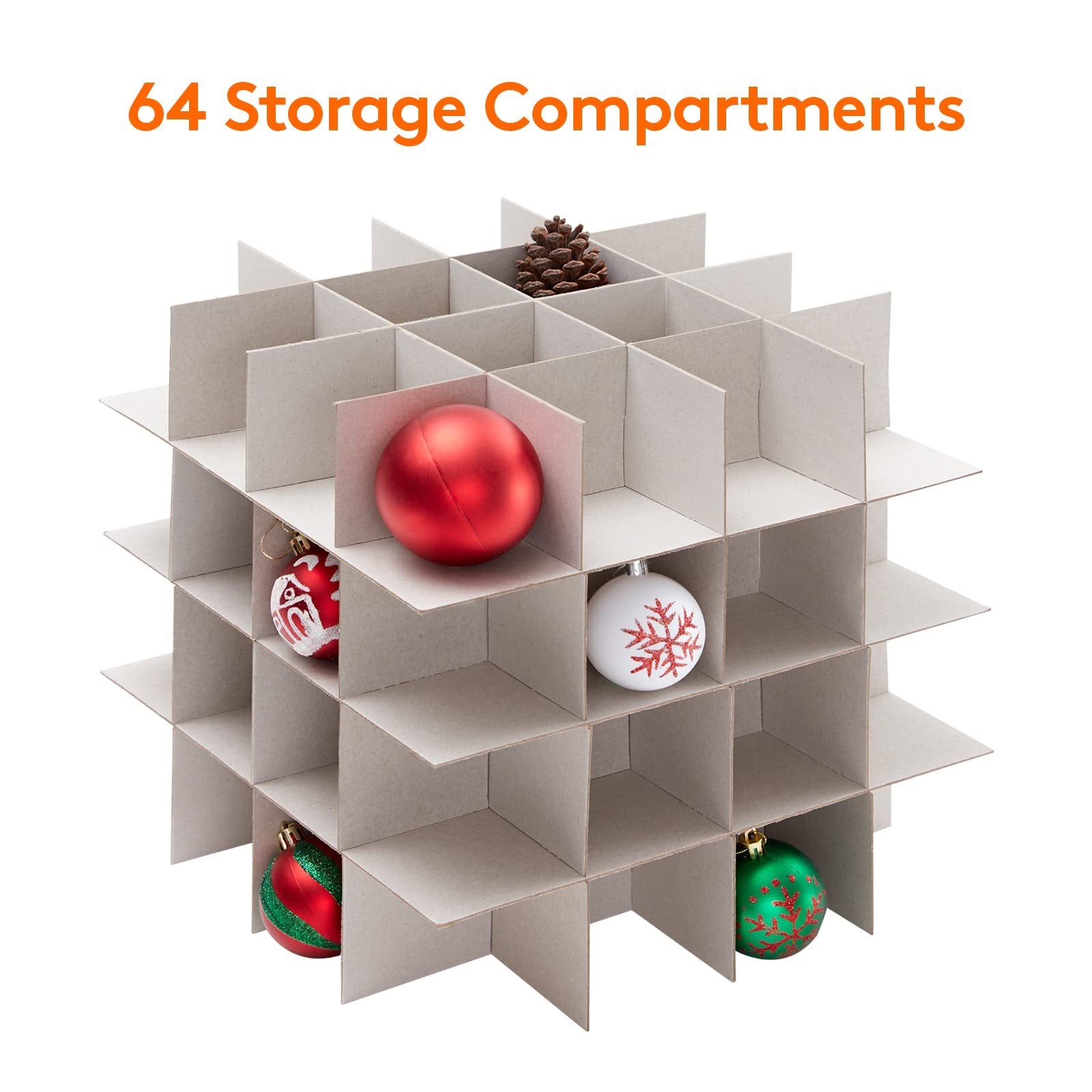 Lifewit Christmas Ornament Storage Container with Dual Zipper Closure - Box Contributes Slots for 64 Holiday Ornaments 3-Inch, Xmas Decorations Accessories, Made of Nonwoven Material, Green