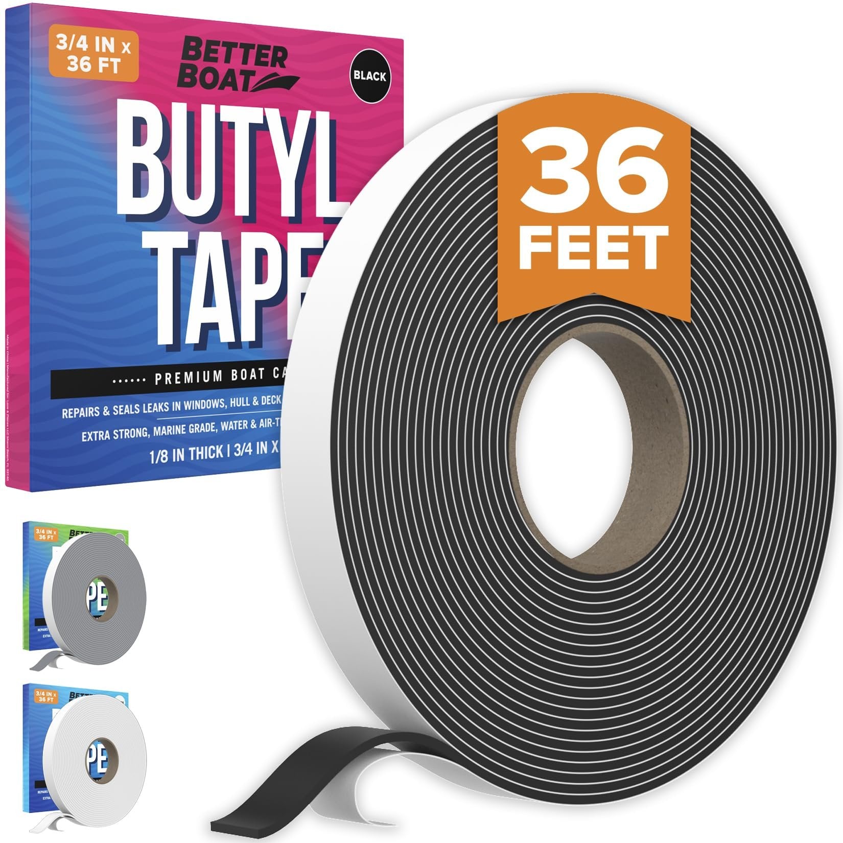 Butyl Tape RV and Marine Boat Windows and Sealing Black Double Sided Putty Tape RV Window Seal Kit Butyl Sealant Tape Outdoor Waterproof Rubber Caulking Tape 1/8 x 3/4 x 36 FT Black