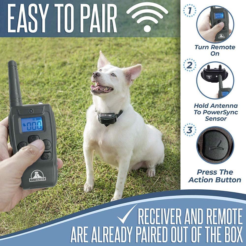 Pet Union PT0Z1 Premium Dog Training Shock Collar, Fully Waterproof, 1200ft Range (Charcoal)