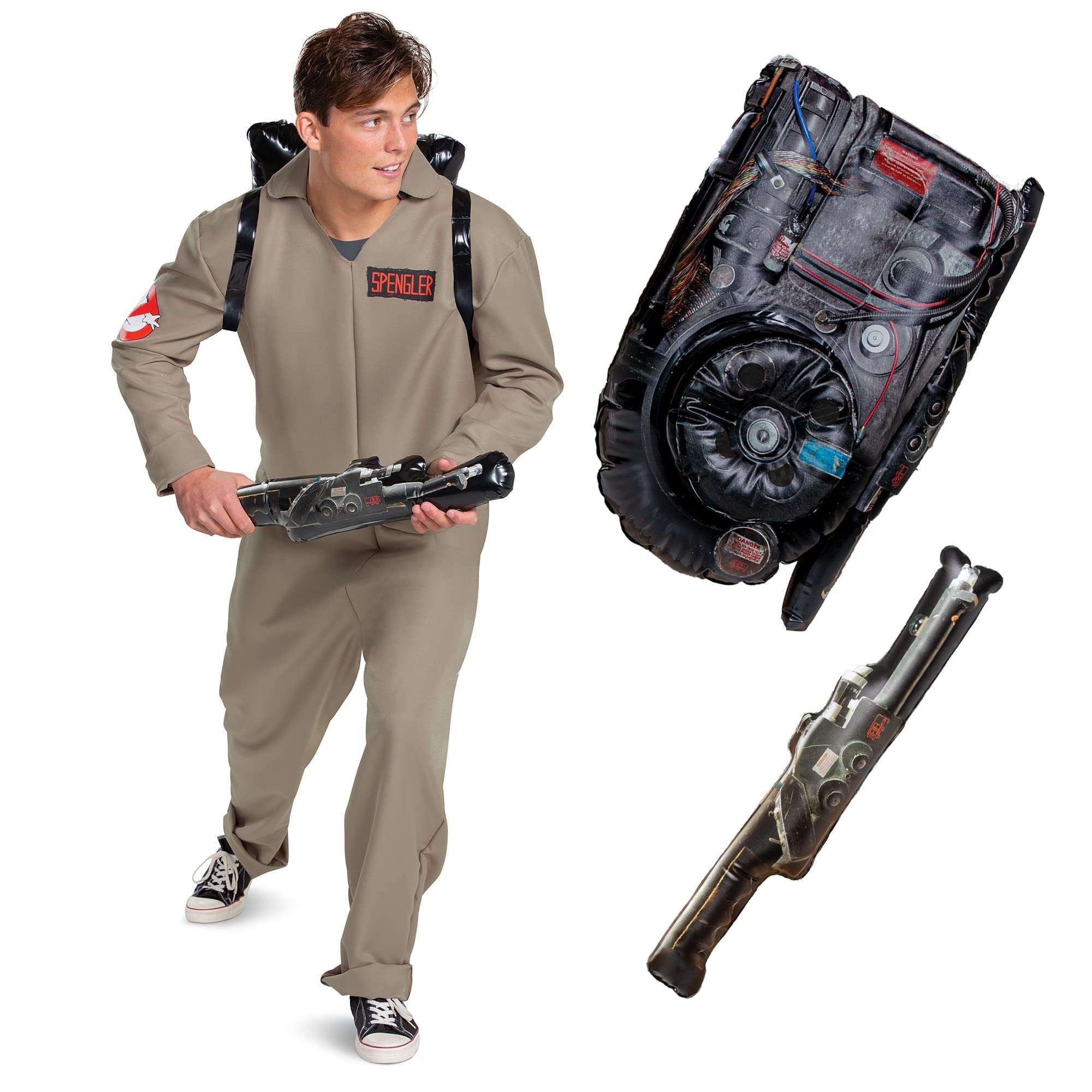 Disguise Adults, Official Ghostbusters Afterlife Movie Costume Jumpsuit with Inflatable Proton Pack, Multicolored, Large (42-46)