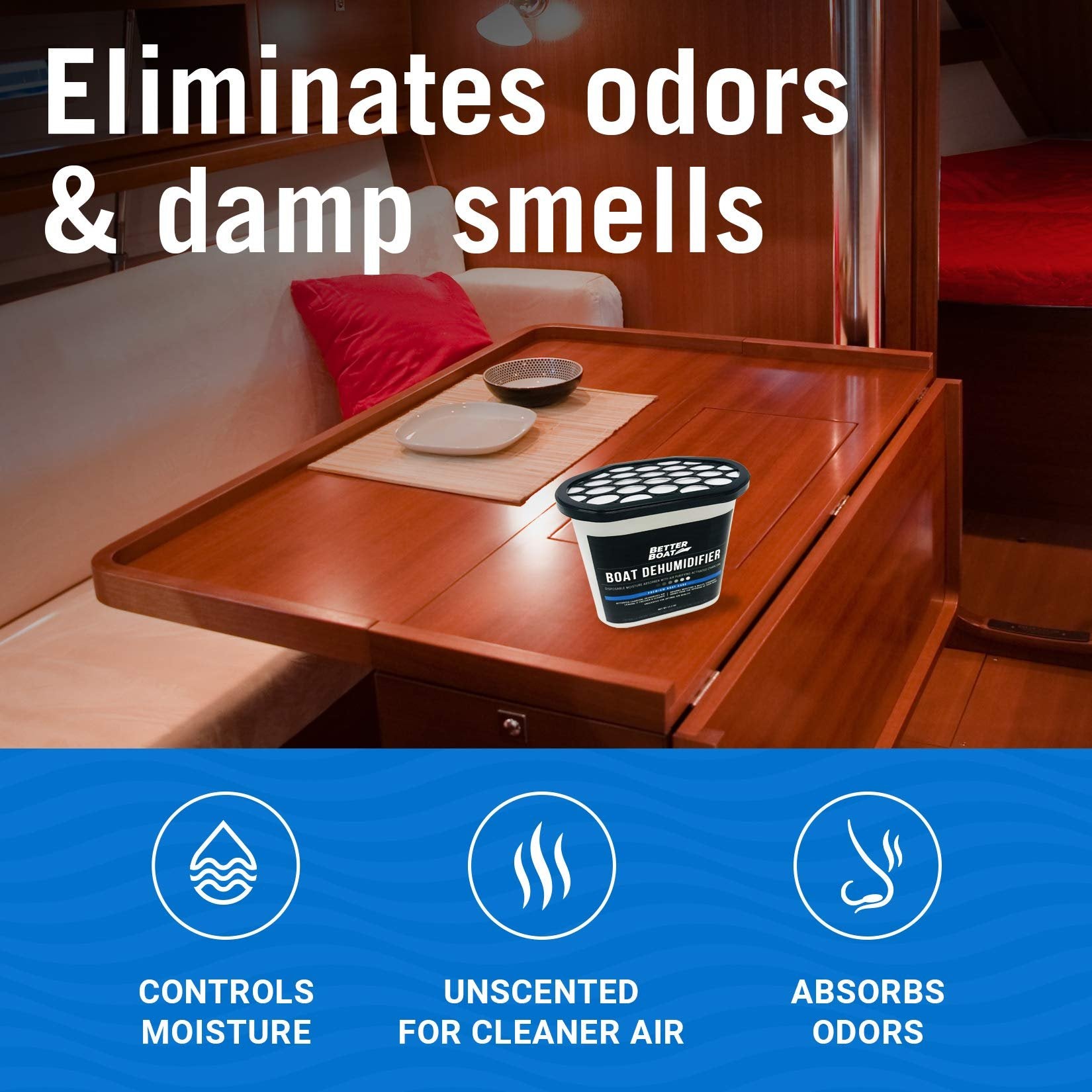 Moisture Absorber Boat Dehumidifier Moisture Absorbers Charcoal Smell Remover to Get Rid of Damp Smell & Humidity | No Refill for Basement, Closet, Home, RV or Boating Unscented Fragrance Free 4 Pack
