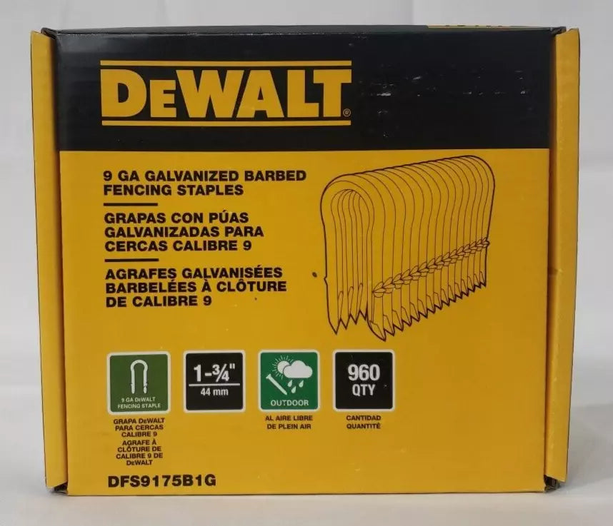 DEWALT DFS9200B1G 9 Gauge 2" Galvanized Barbed Fencing Staple (Pack of 960)