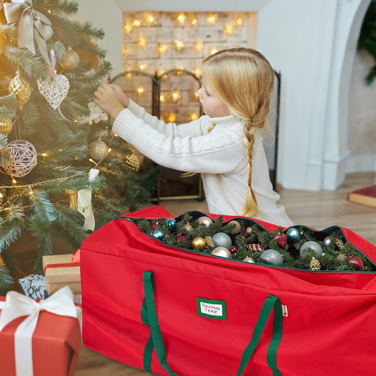 HOLDN’ STORAGE Christmas Tree Bag Heavy Duty 600D Oxford - Christmas Tree Bags Storage Fits Up To 9Ft, Waterproof Storage Bags with Reinforced Handles & Zipper.
