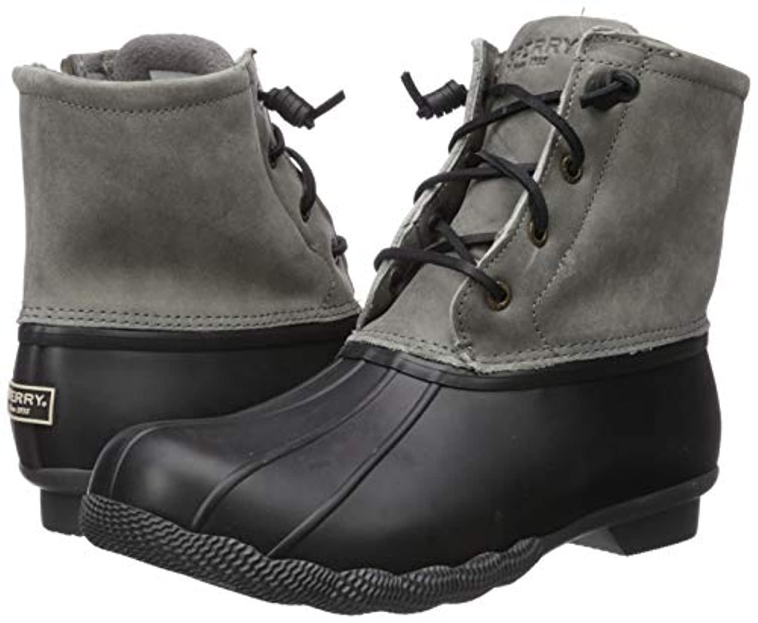 Sperry womens Top-sider Women's Saltwater Rain Boots, Black/Grey, 7.5 US