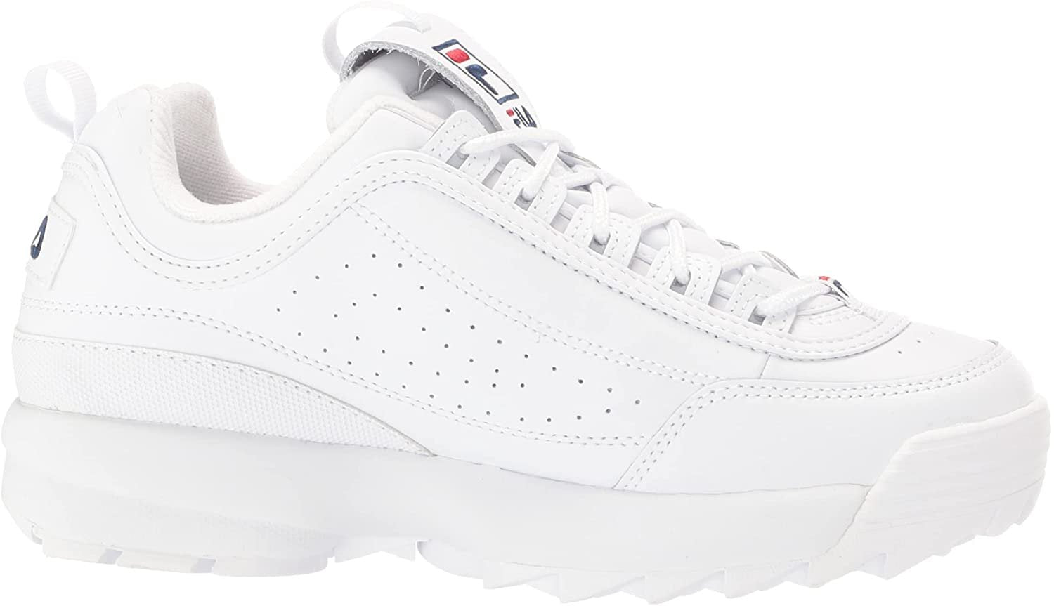 Fila womens Fila Women's Disruptor Ii Premium Sneaker, White/Navy/Red, 8 US