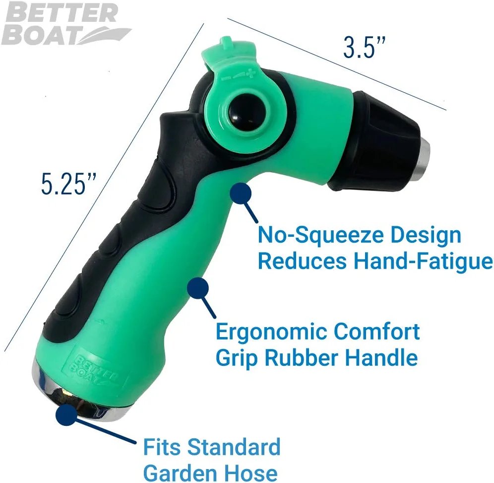 High-Pressure Water Hose Nozzle Sprayer - Heavy-Duty Outdoor Marine Grade Washdown Spray Gun for Gardening, Boats, Car, RV, and Auto - Wide & Thin Head, Free Shipping & Returns
