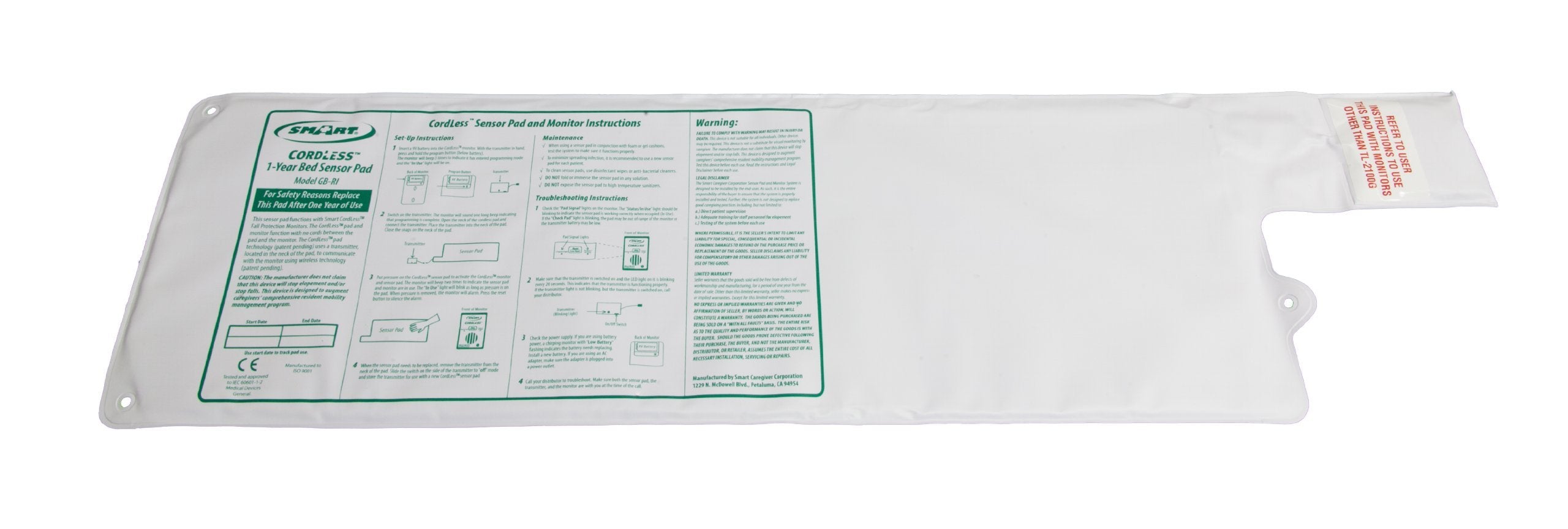 Wireless Weight Sensing Bed Pad, Size 10x30, Monitor/Alarm Incl., Smart Caregiver, Free Ship & Returns