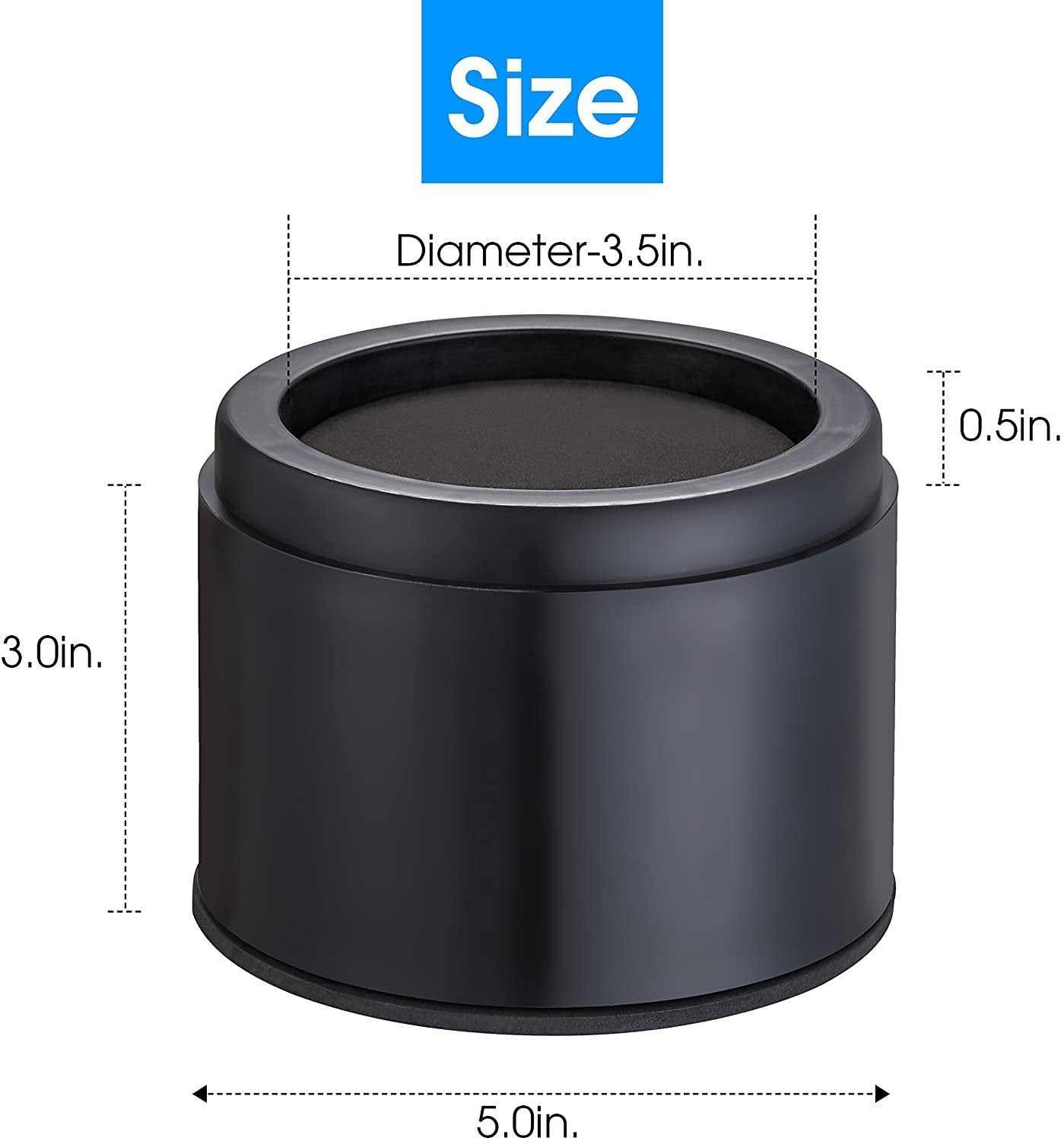 iPrimio Bed and Furniture Risers – Round Elevator up to 3 inches & Lifts Up to 10,000 LBs - Protect Floors and Surfaces – Durable ABS Plastic and Anti Slip Foam Grip – Non Stackable