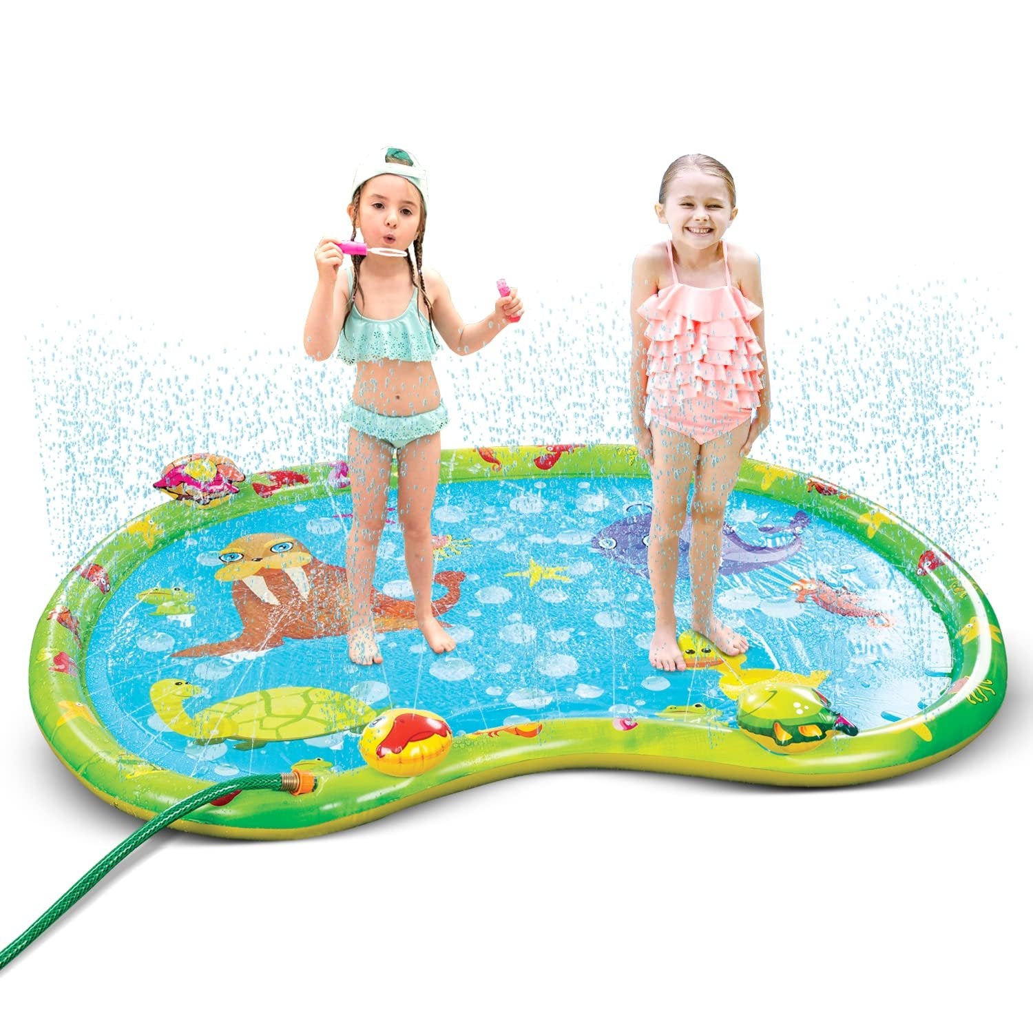 Inflatable Baby Splash Pad with Sprinklers for Outdoor Summer Fun - Blue/Green - Free Shipping & Returns
