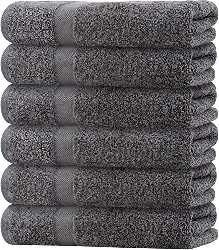 Wealuxe Cotton Bath Towels - 24x50 Inch - Lightweight Soft and Absorbent Gym Pool Towel - 6 Pack - White